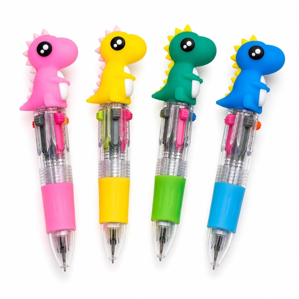 Shop-Story Loisirs Mini Stylos Dinosaure 10 cm lot 4 rétractables