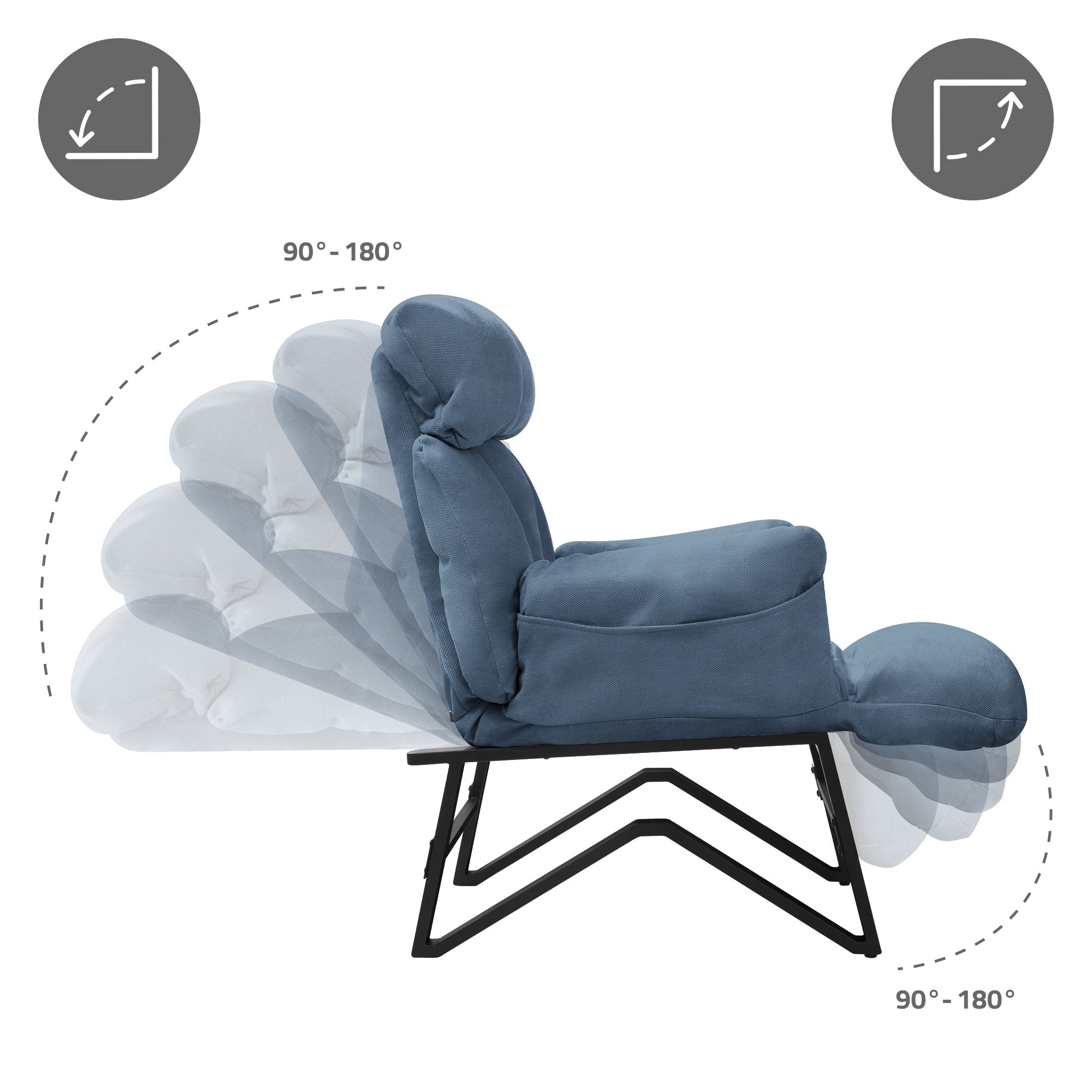 ECD Germany fauteuil relaxation lin bleu dossier réglable