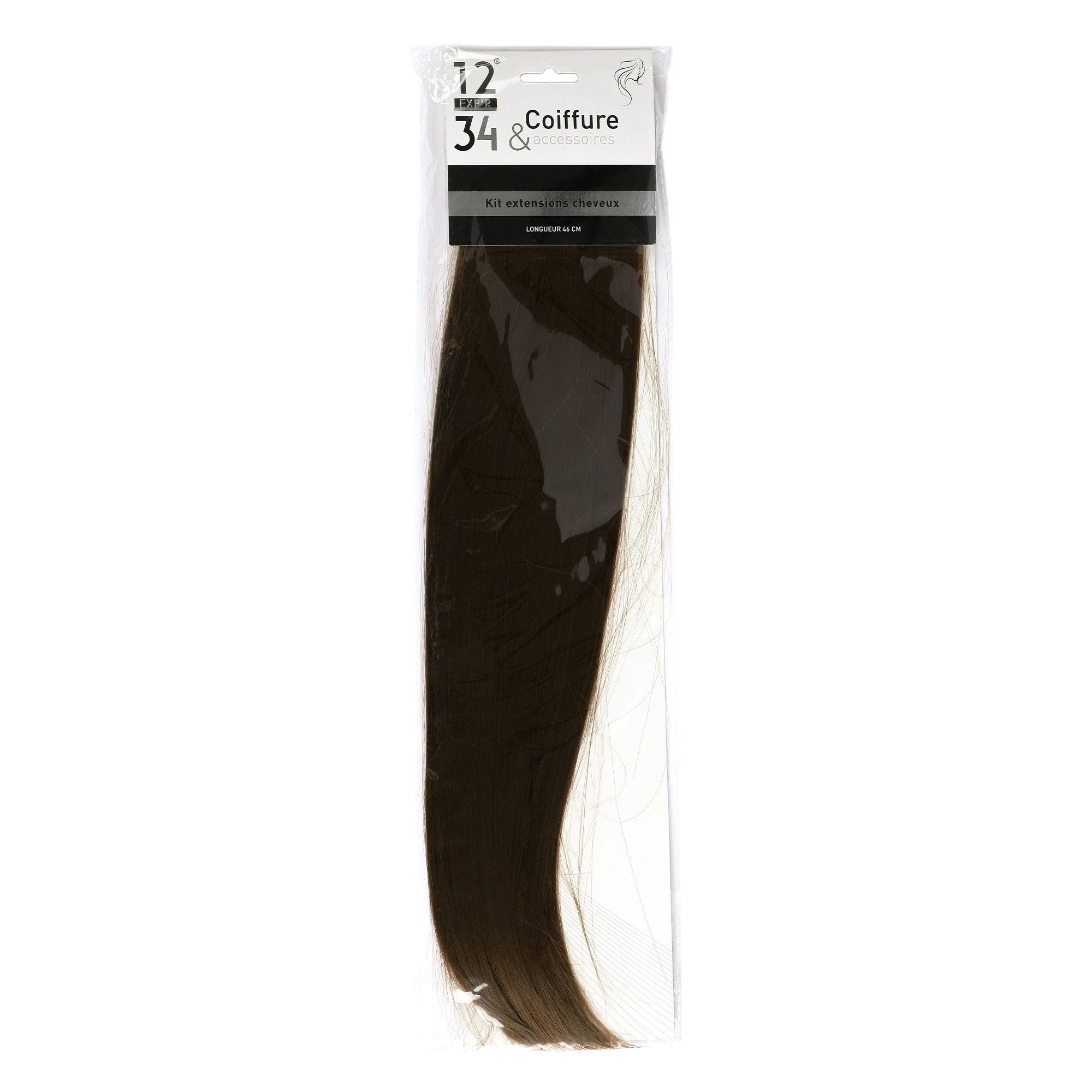 Stokomani Beauté Extensions clips brunes 46 cm synthétiques