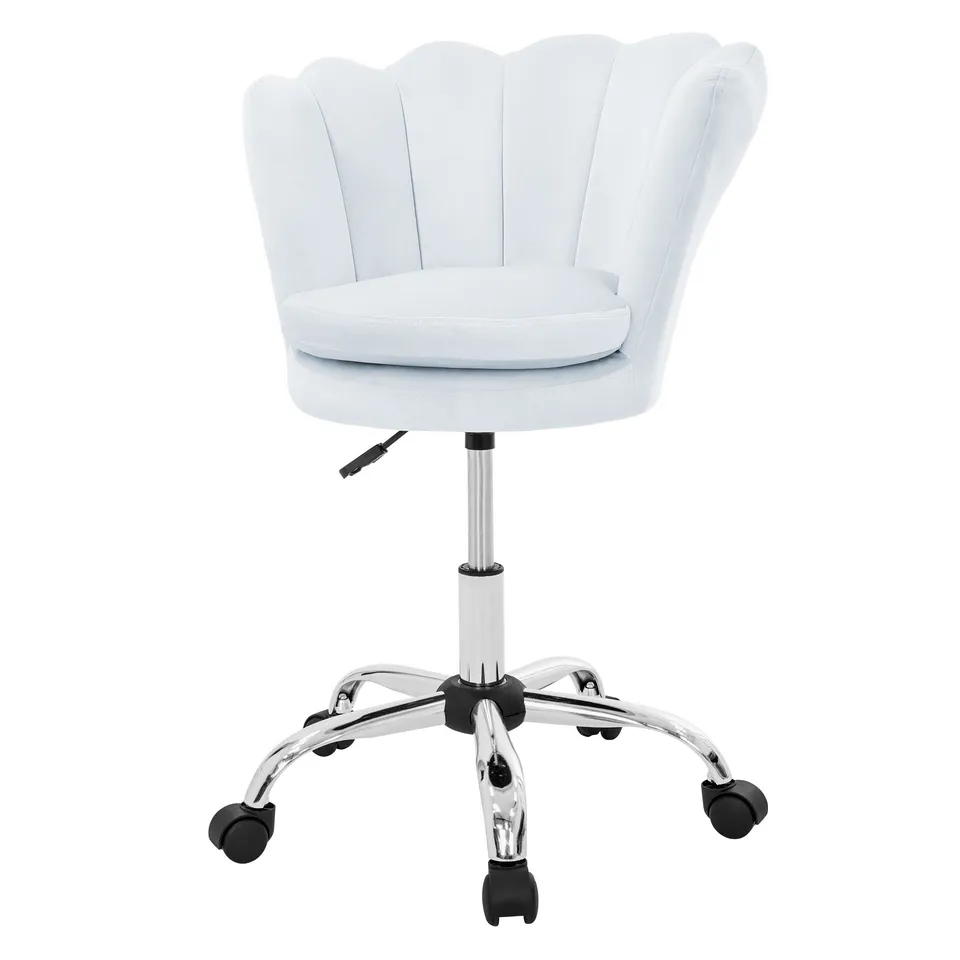 ECD Germany Kinder chaise de bureau velours bleu clair coquille