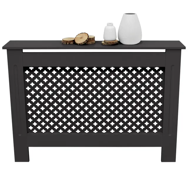 ECD Germany cache radiateur MDF noir 112x19x82 cm losange