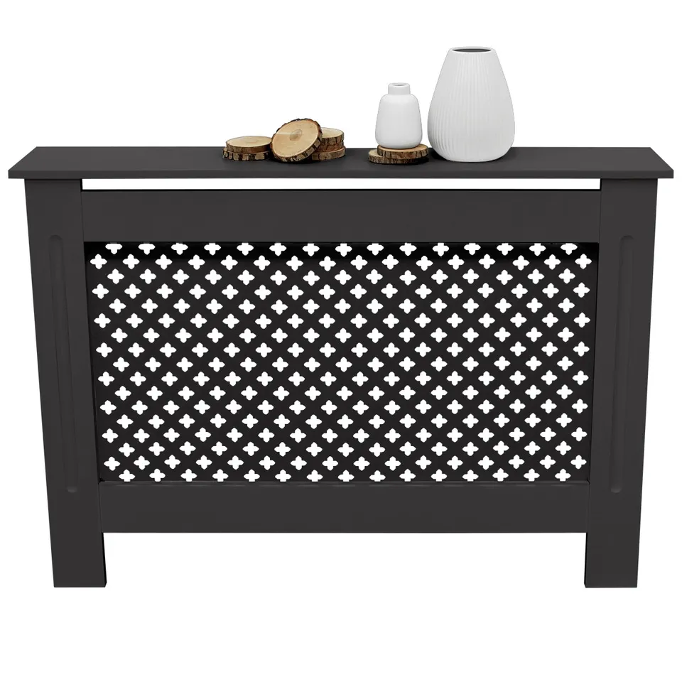 ECD Germany cache radiateur MDF noir 112x19x82 cm losange