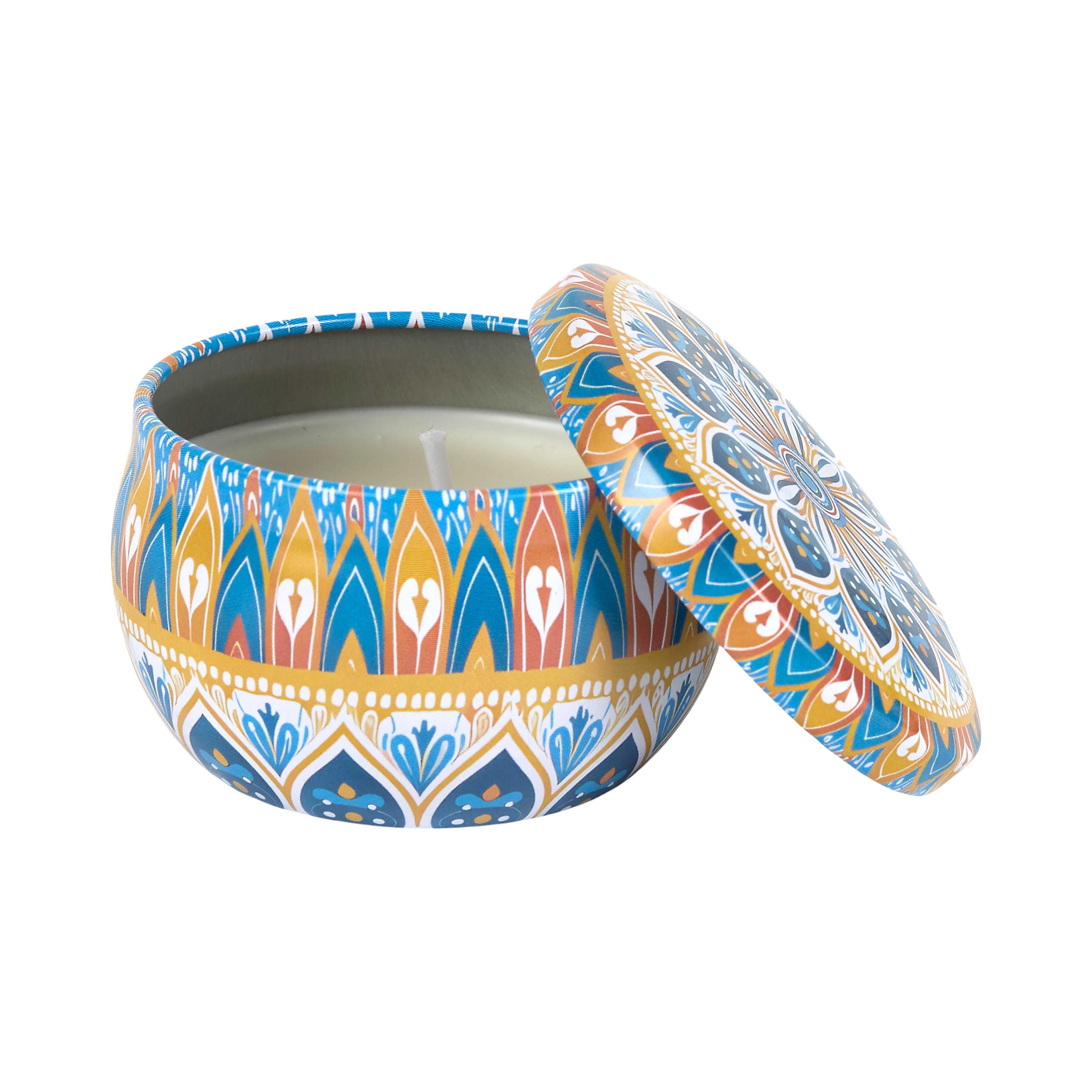 Bougie ronde métal mandala déco maison à offrir