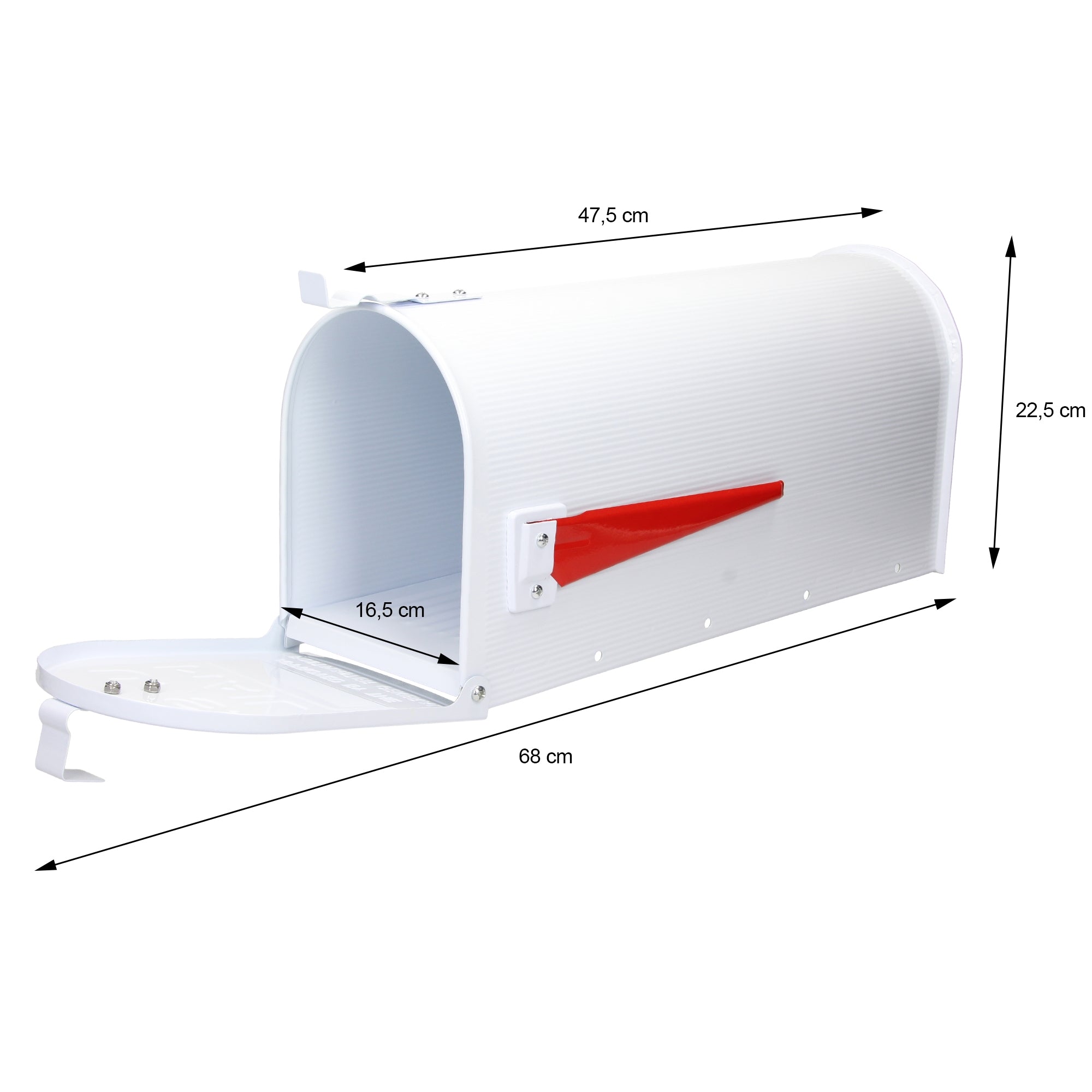 ML-Design Boîte aux lettres américaine aluminium blanc + support