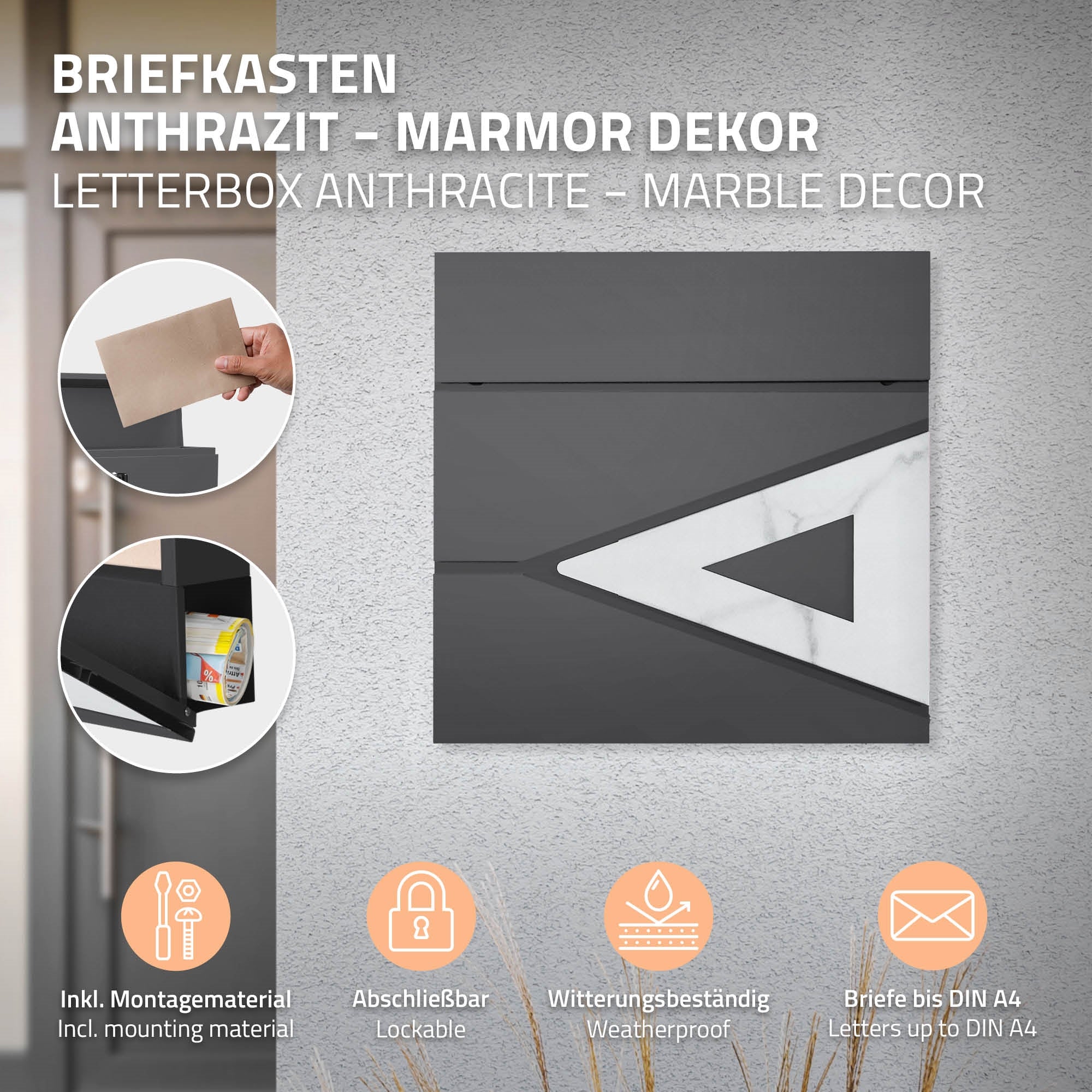 ECD Germany Boîte aux Lettres sur Pied Acier Argent 120cm