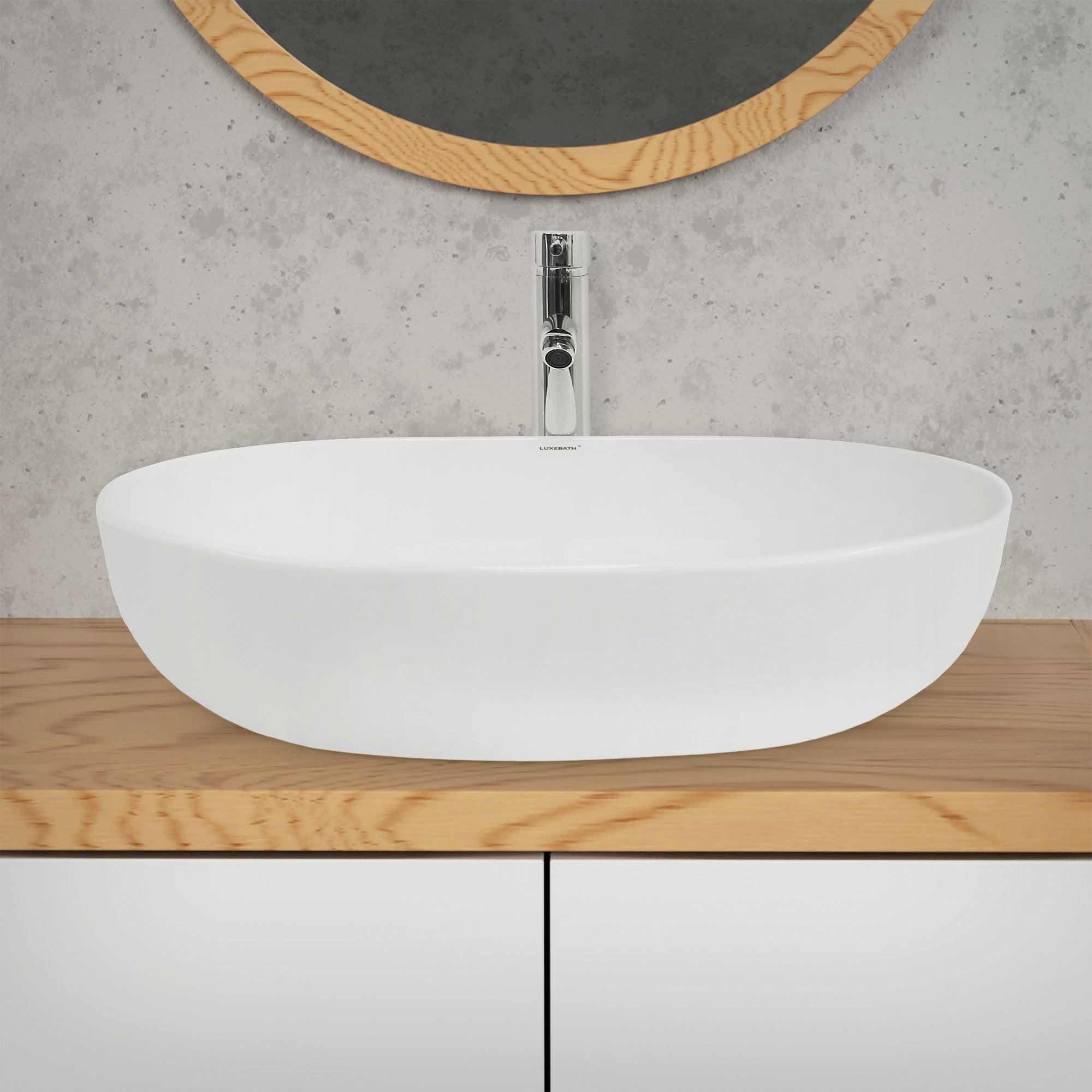 LuxeBath vasque 60x42 cm blanc céramique avec bonde
