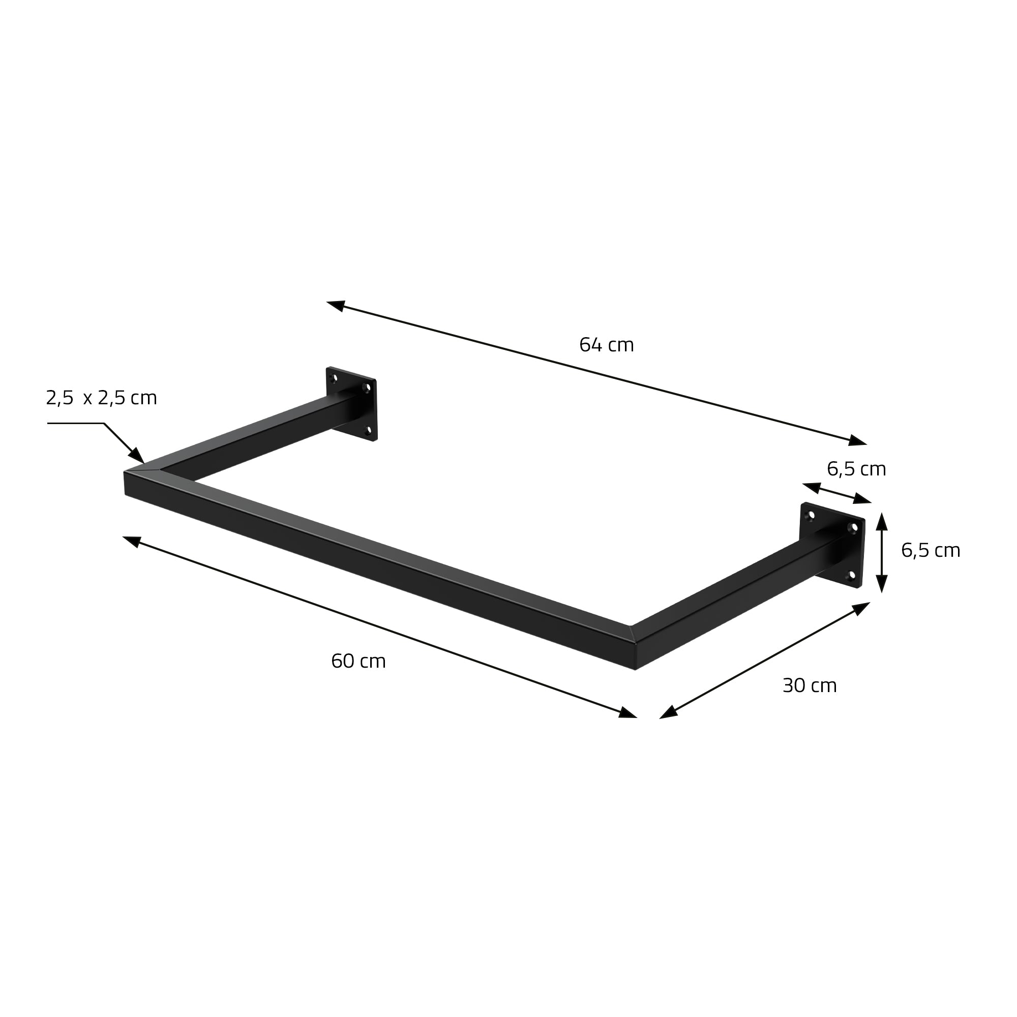 ECD Germany Möbel lot 3 tringles 30x60 cm noir acier