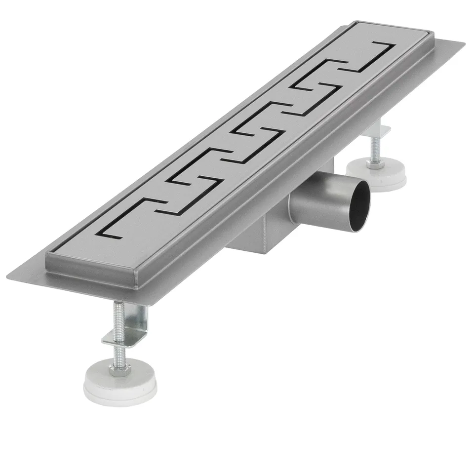 ECD Sanitär Caniveau de douche inox argent 60 cm rainuré