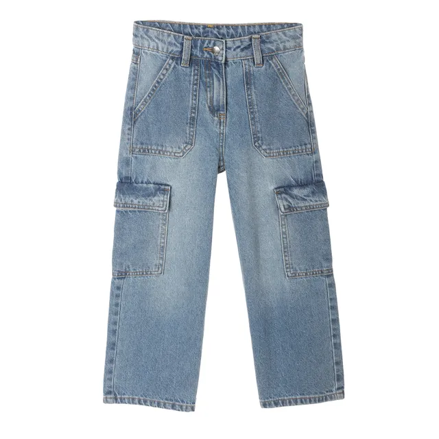 Stokomani Mode Jean Cargo Enfant Bleu
