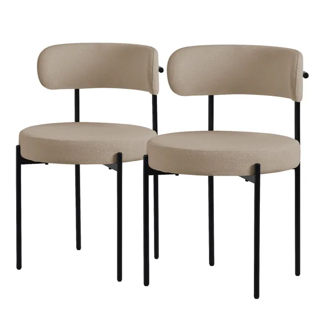 ECD Germany ML-Design chaise bouclé marron dossier lot de 2