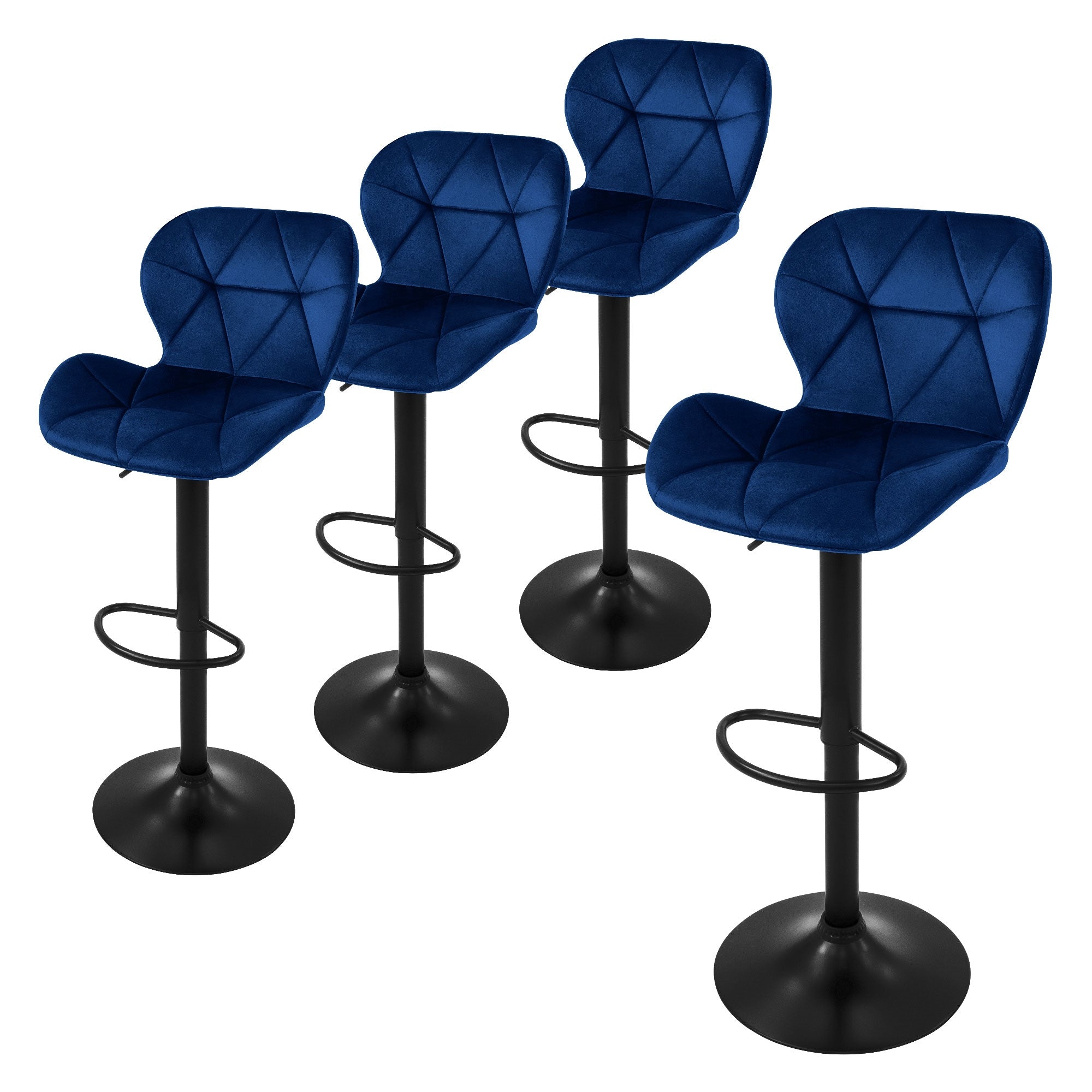 ECD Germany Möbel Tabouret Bar Velours Noir Réglable Lot 2 Dossier