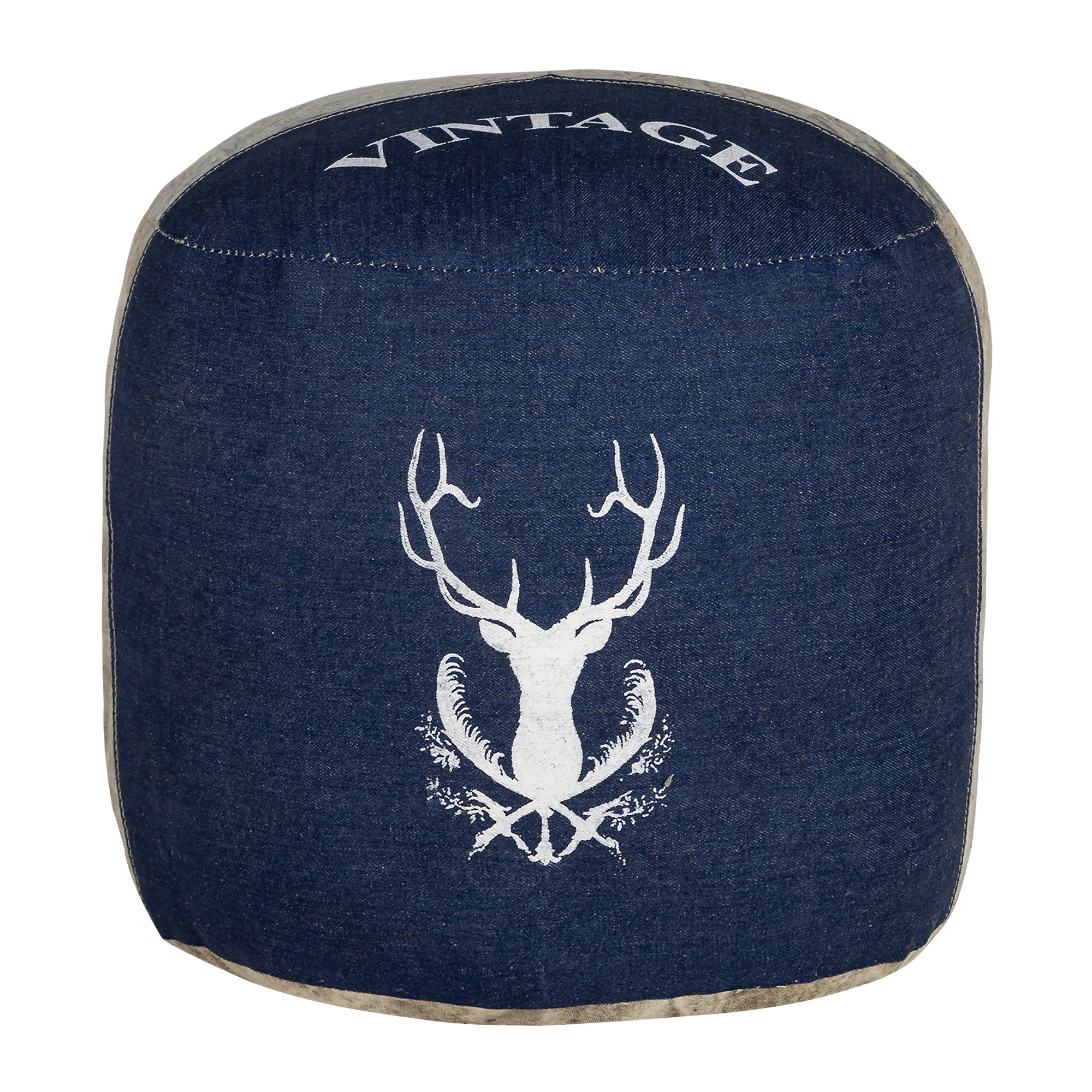 WOMO Jacksonville pouf rond 35x43 bleu jean toile