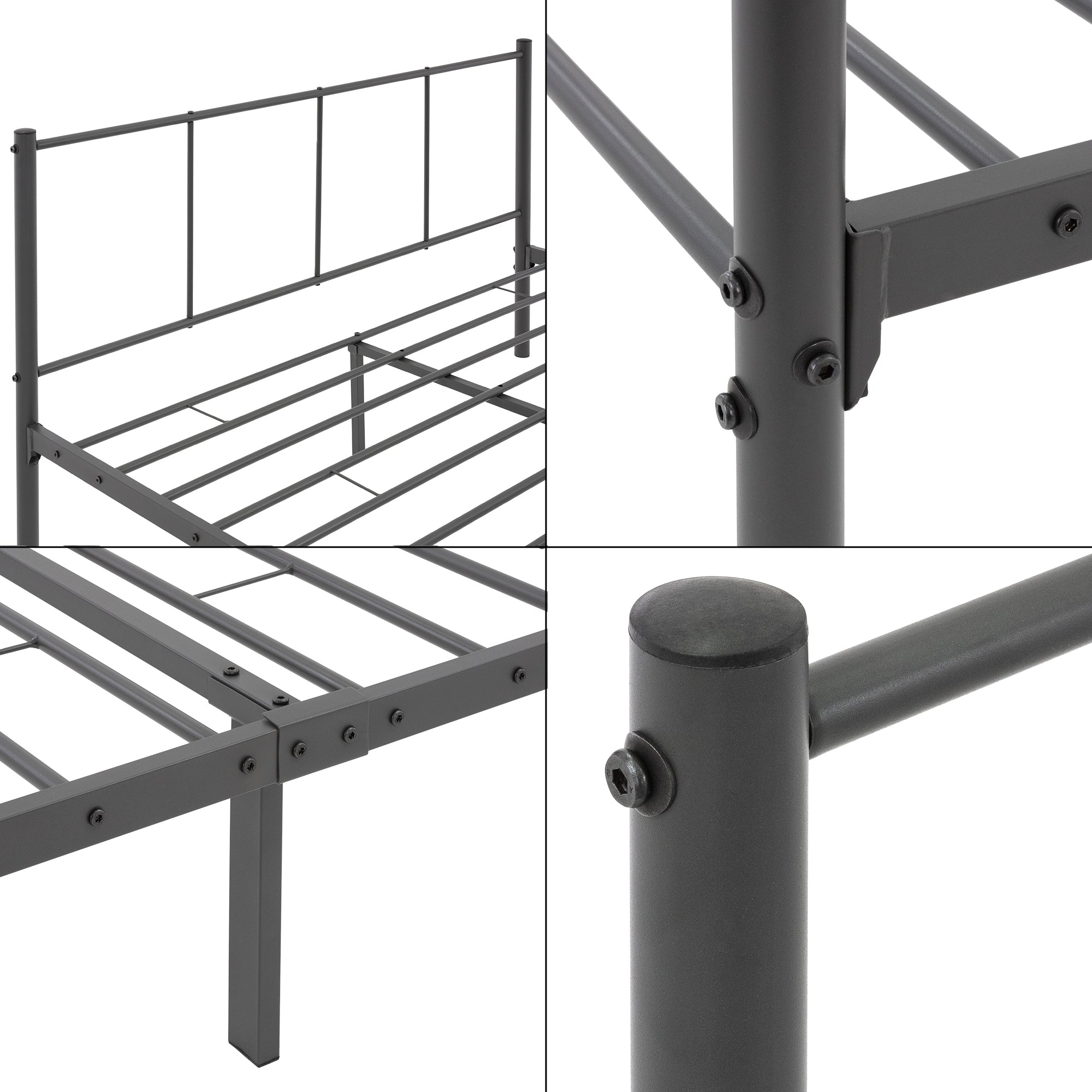 ECD Germany Möbel Lit Double Métal 160x200 Anthracite avec Sommier
