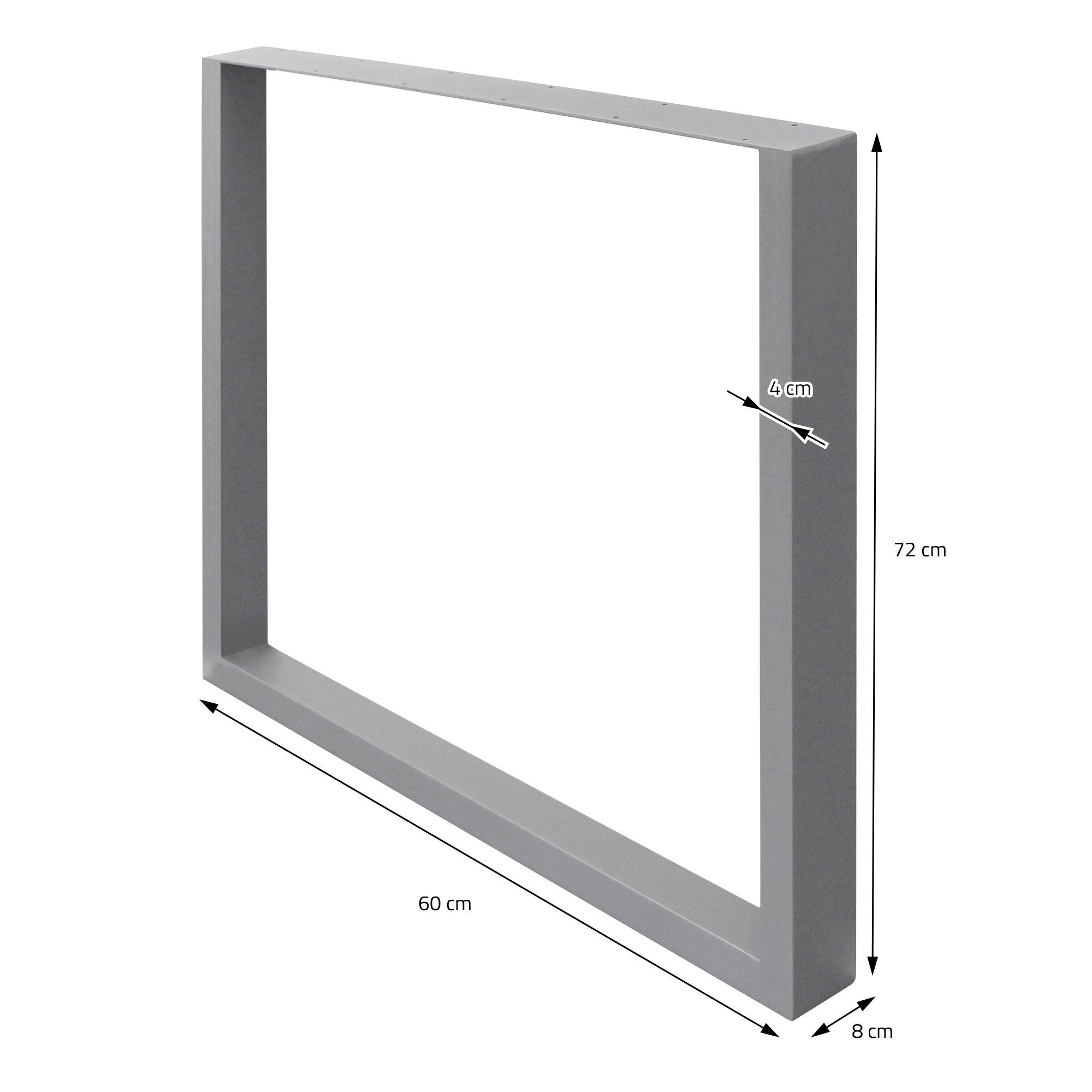 ECD Germany pieds de table gris métal 60x72 cm lot de 2