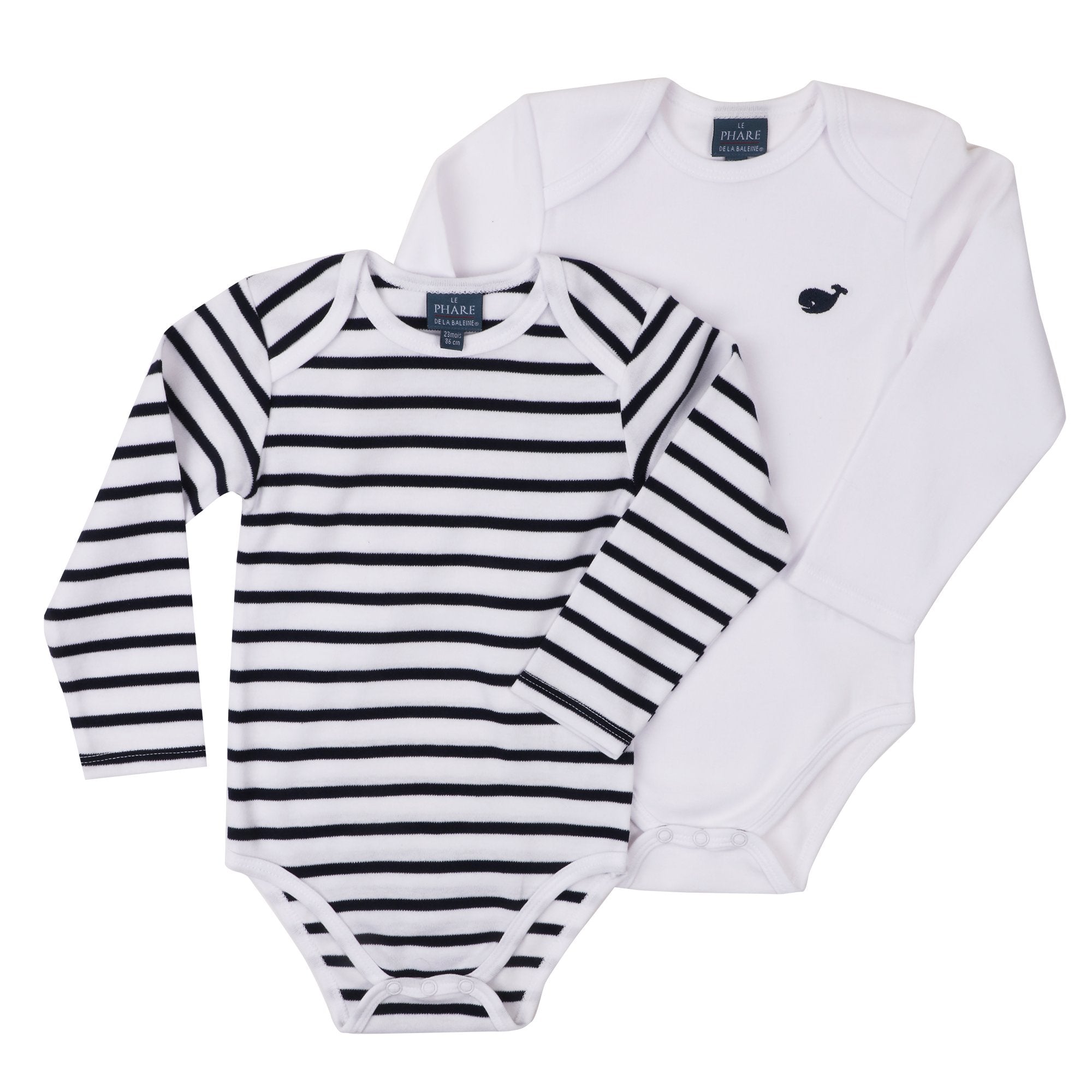 Stokomani lot 2 bodies blanc bébé 12M