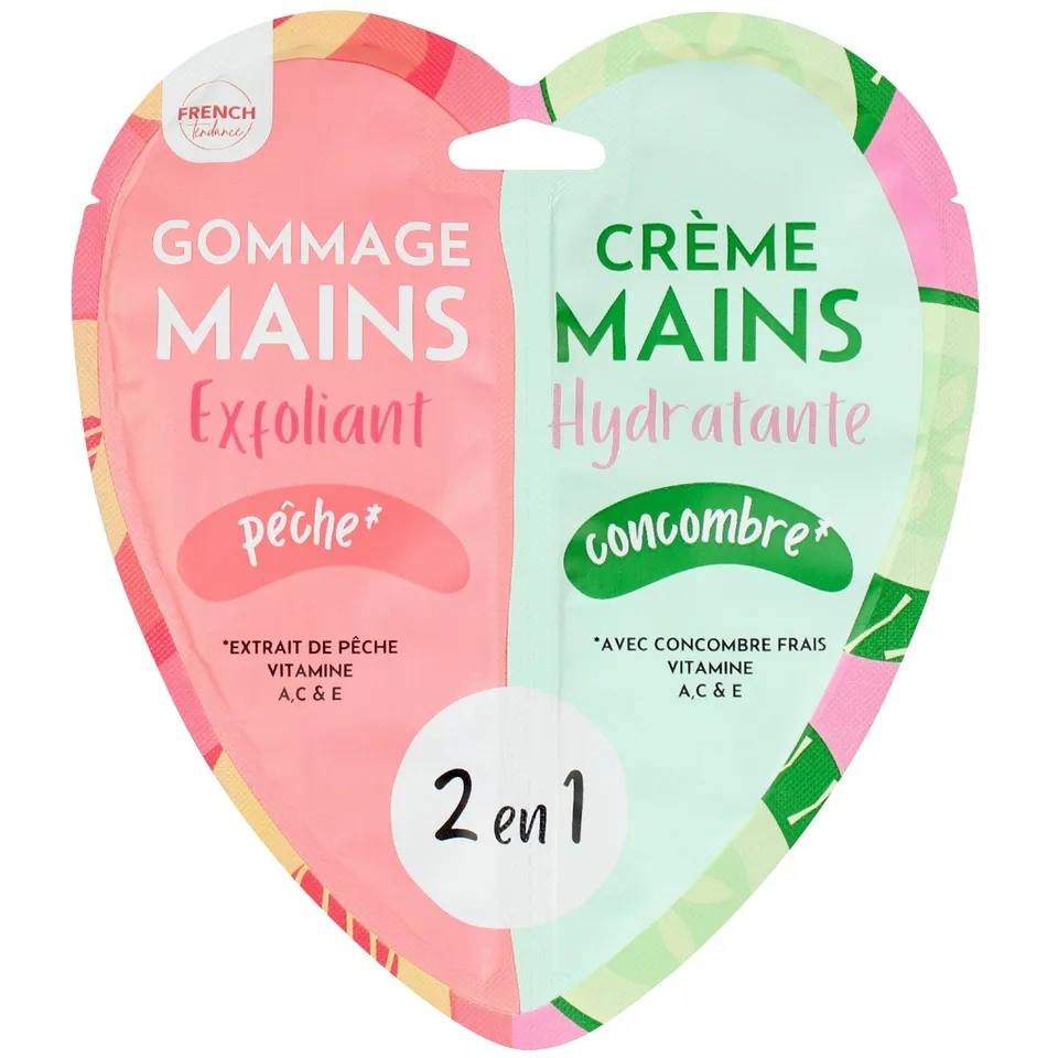 Stokomani duo gommage et crème mains pêche concombre soin