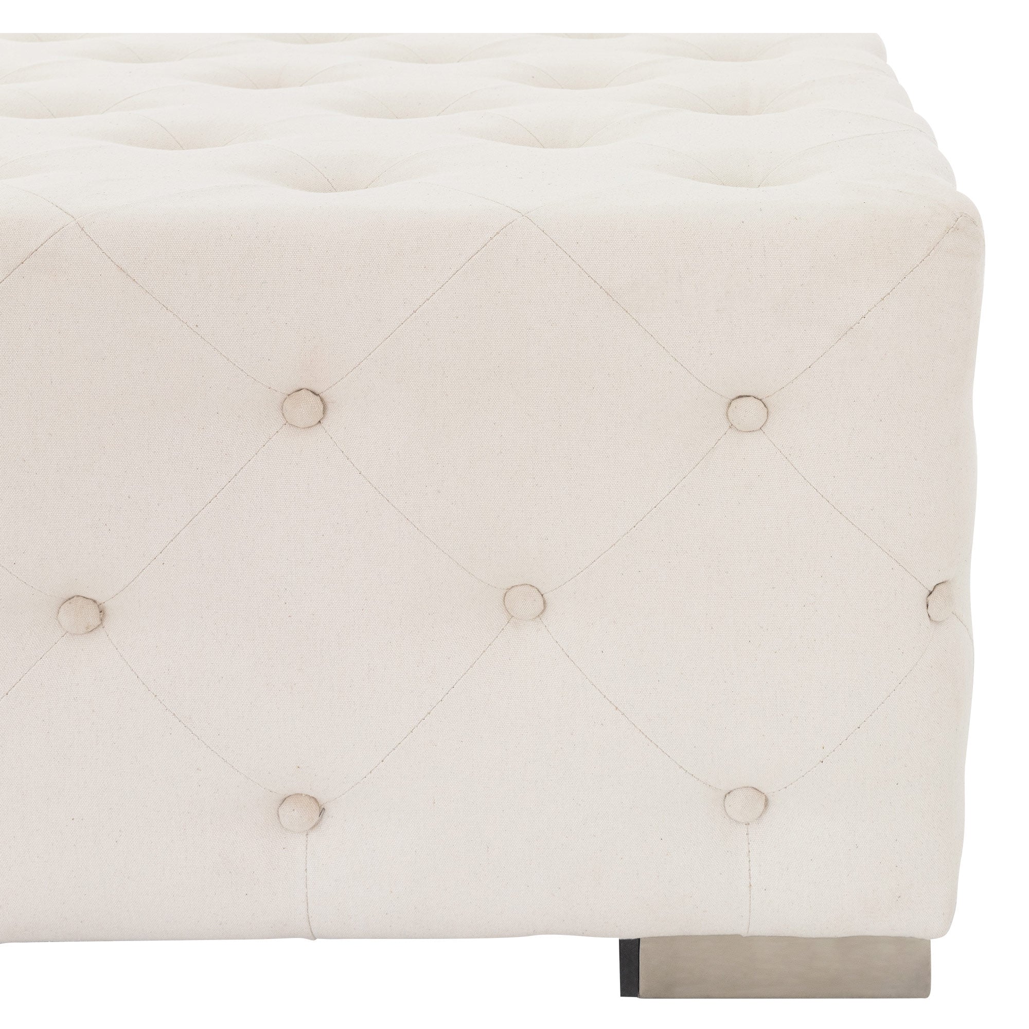 ECD Germany Möbel pouf XXL crème 90x45x90 cm lin