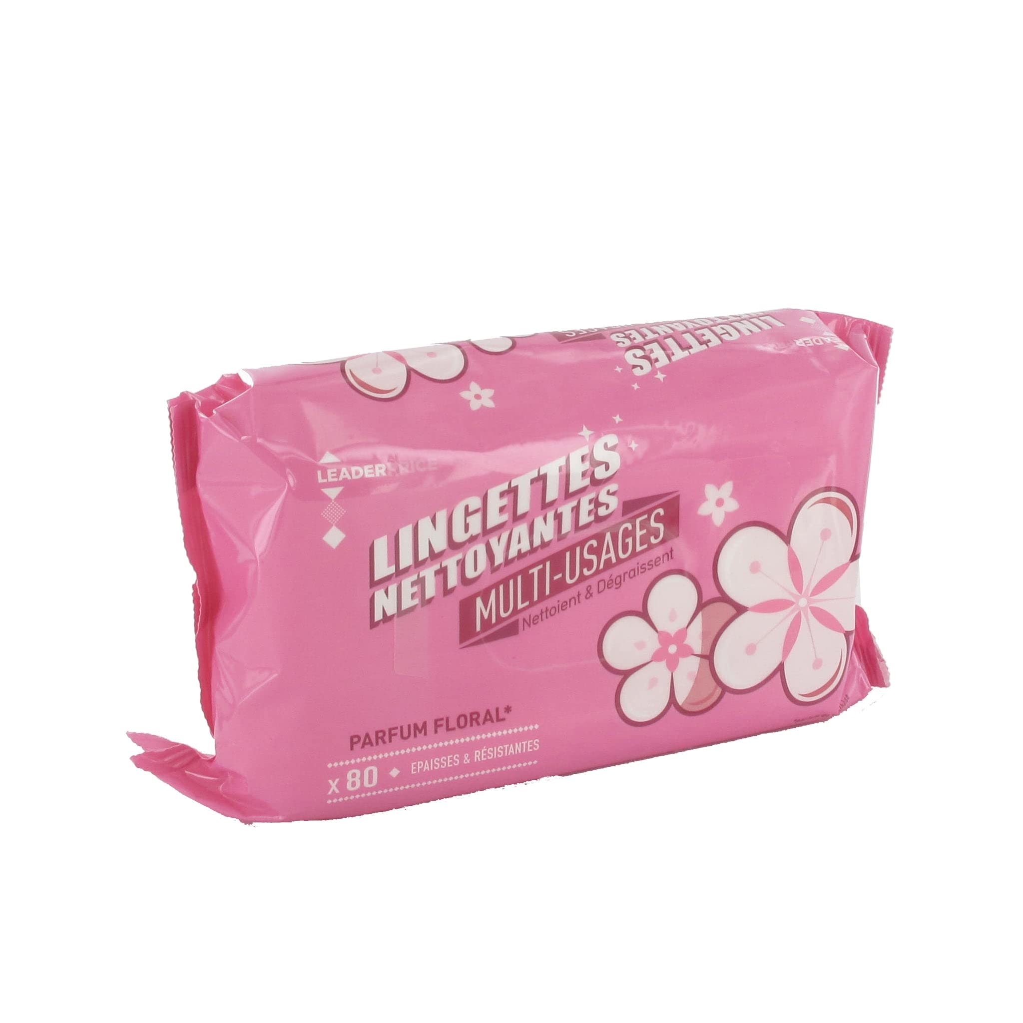 Leader Price lingettes nettoyantes multi-usages x80 lot 8 floral