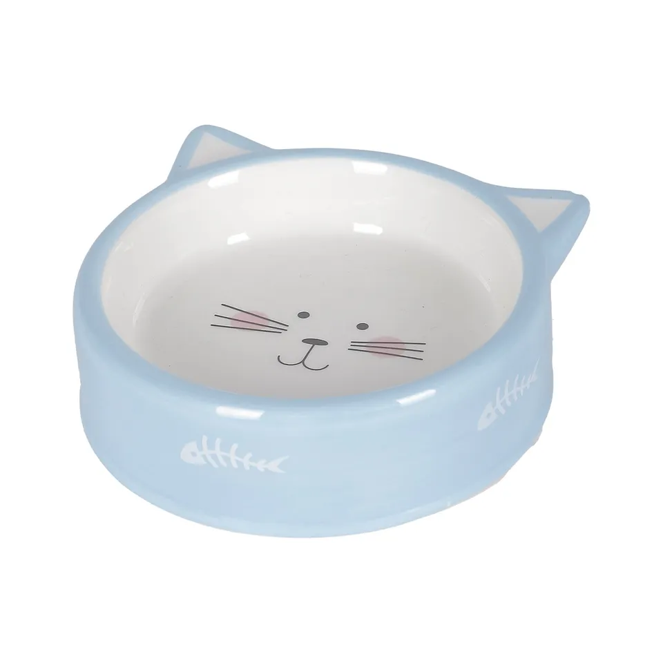 Stokomani Gamelle pour chat céramique bleu clair