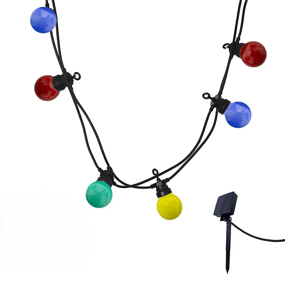 Red Deco Party Guinguette Solar Guirlande Solaire 10 Globes 5,7m