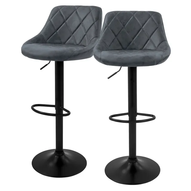 ECD Germany tabouret bar velours anthracite réglable lot 2