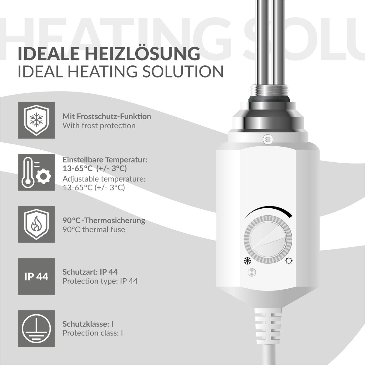 ECD Germany Heizungen résistance radiateur 900W blanc thermostat