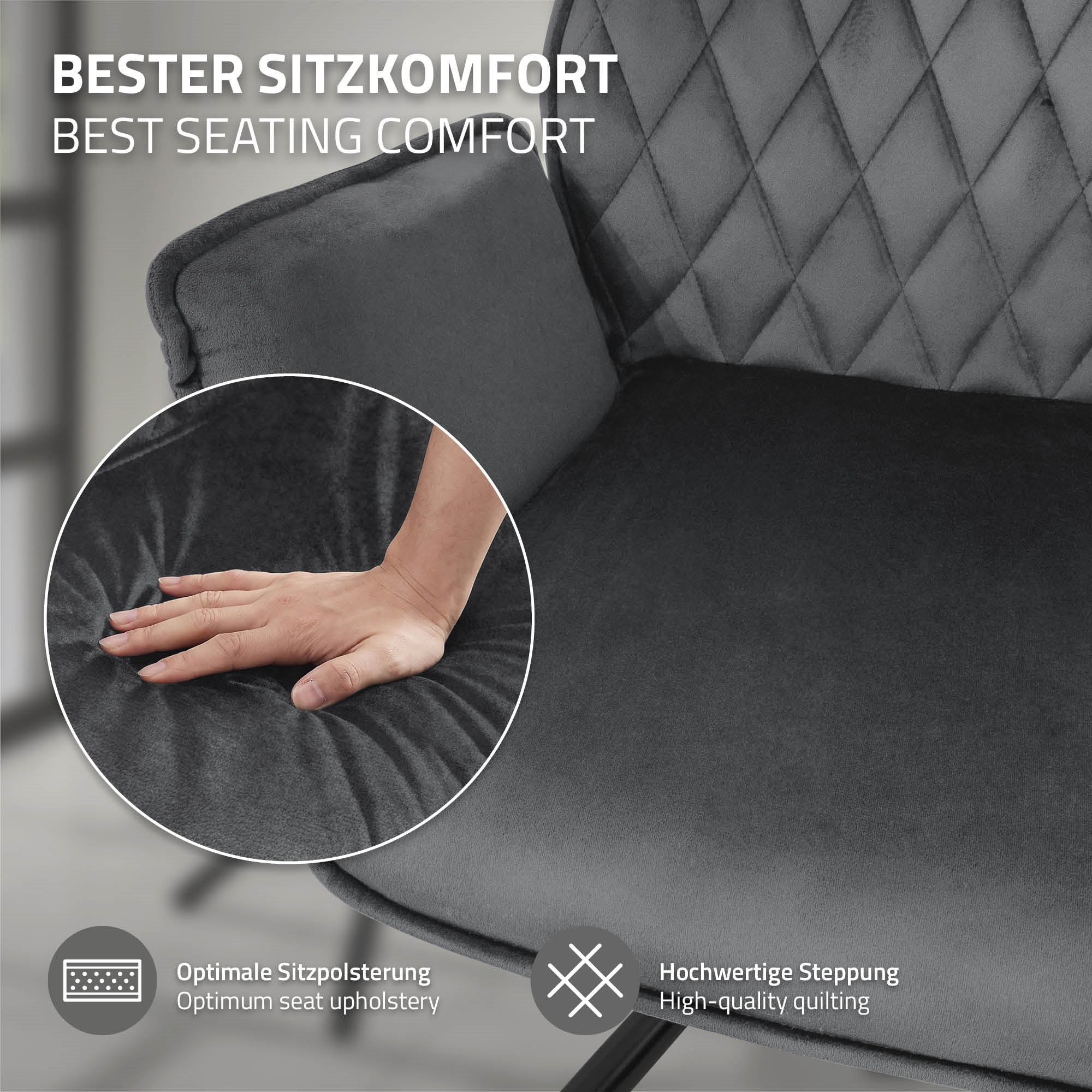 ECD Germany Möbel chaise pivotante velours anthracite