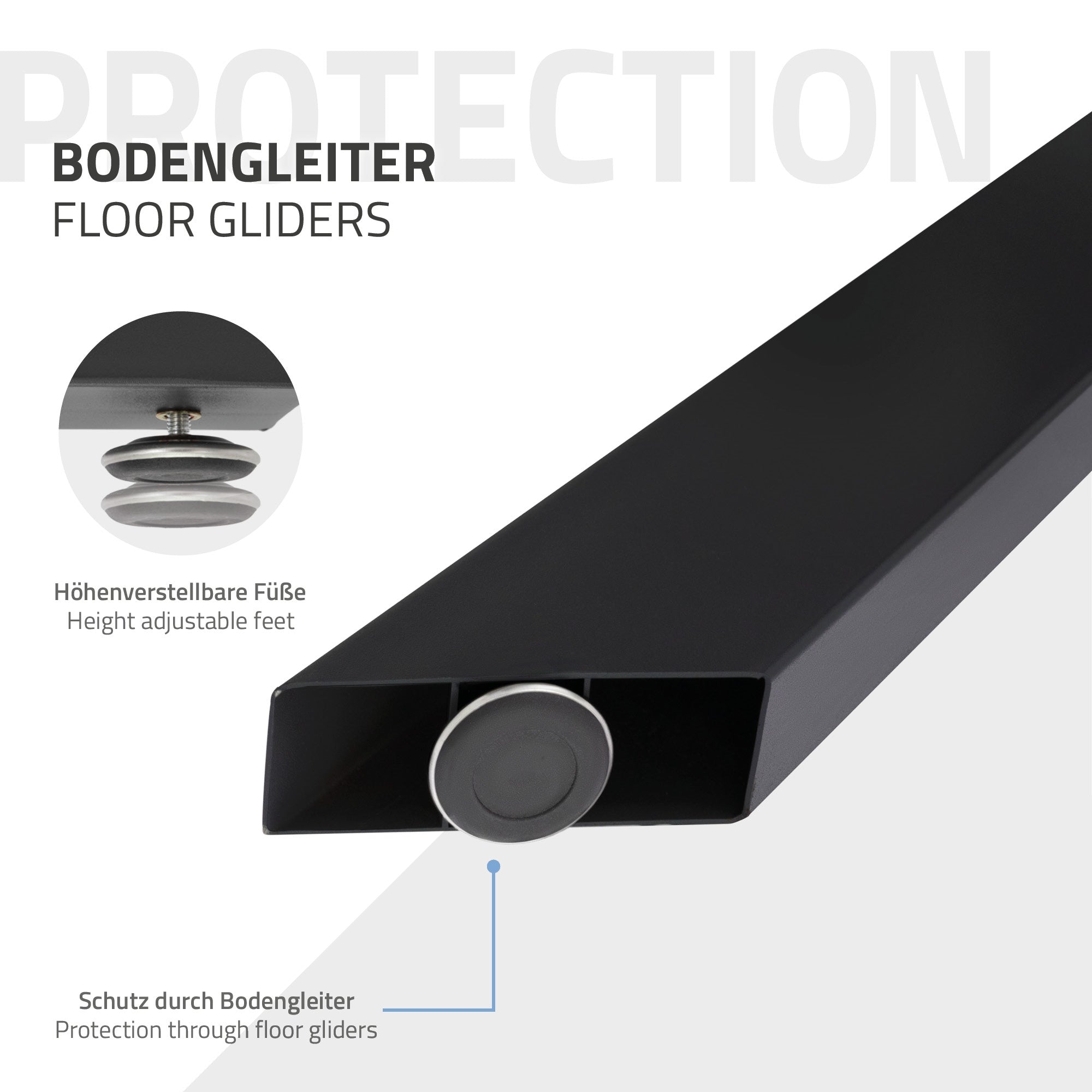 ECD Germany ML-Design pieds de table X noir 120x71cm métal