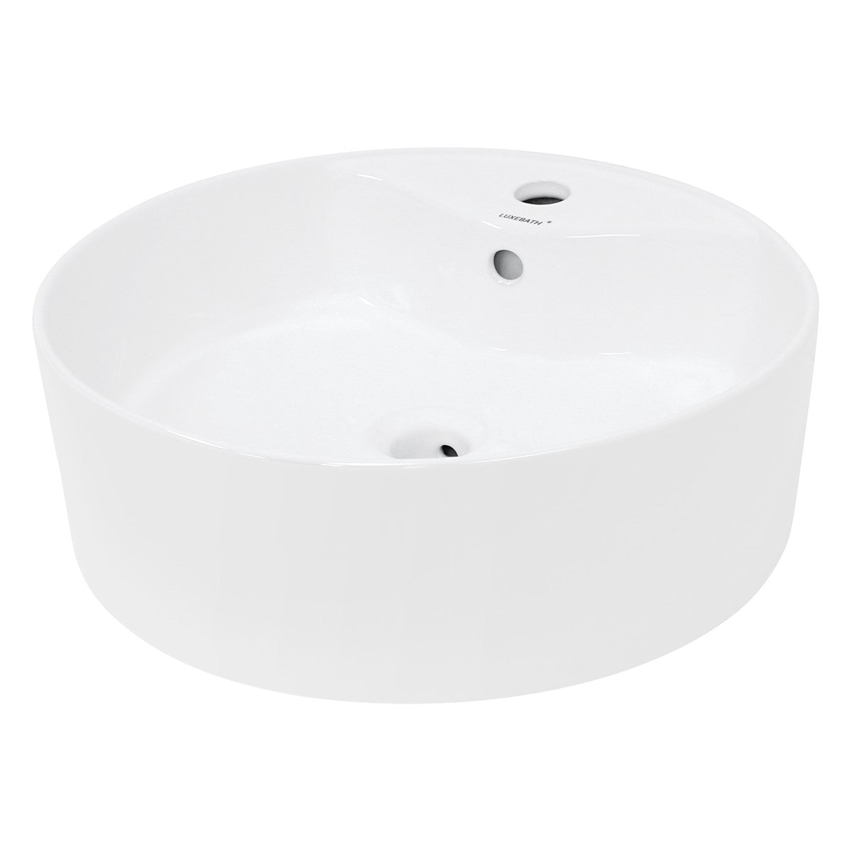 LuxeBath Vasque ronde céramique Ø46 cm blanc trop-plein
