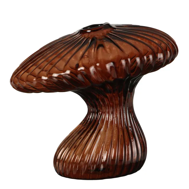 Soliflore forme champignon marron déco à poser