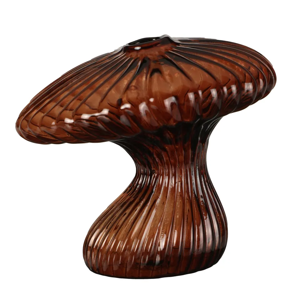 Soliflore forme champignon marron déco à poser
