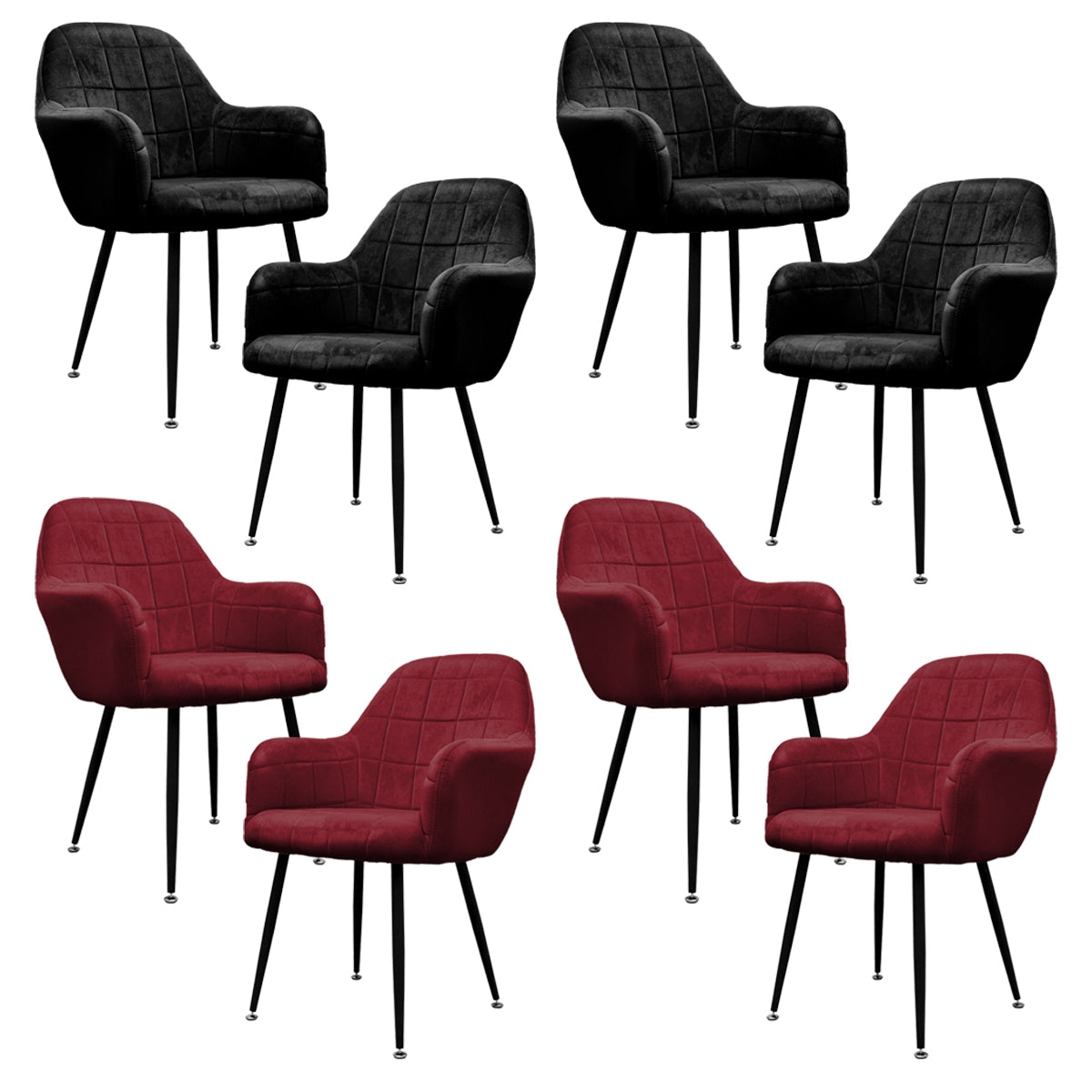 ECD Germany Möbel Chaise Salle Gris-Vert Microfibre Lot 4 Velours