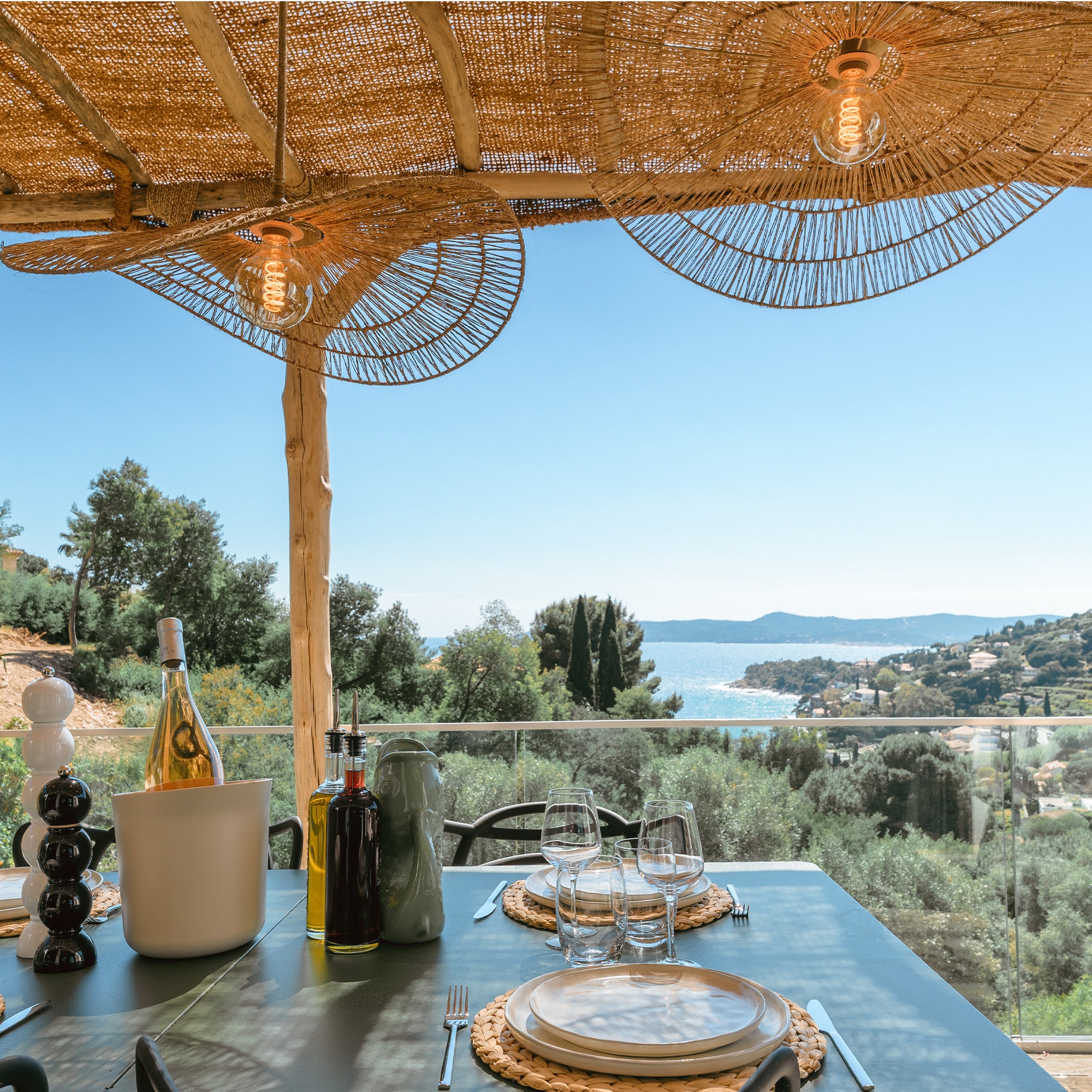 Red Deco Marbella Outdoor suspension jute E27 câble 5 m