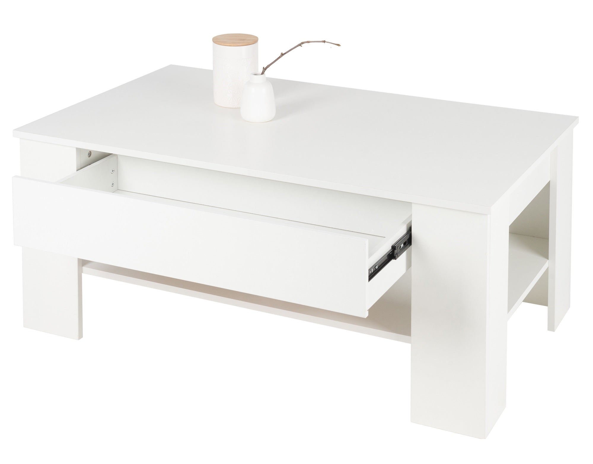 ECD Germany Table basse blanche 110x65x48 cm tiroir ML-Design