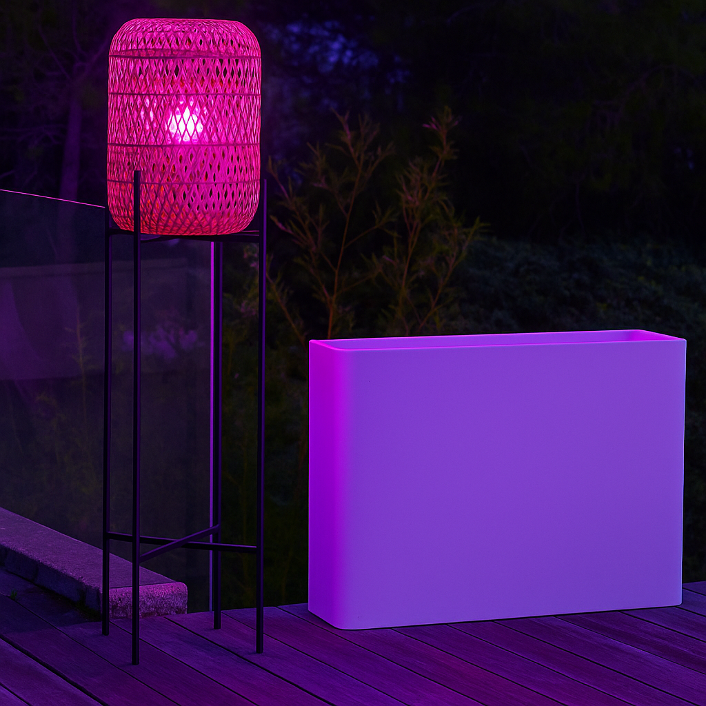 Red Deco Stanley lampadaire sans fil 150cm rotin RGB