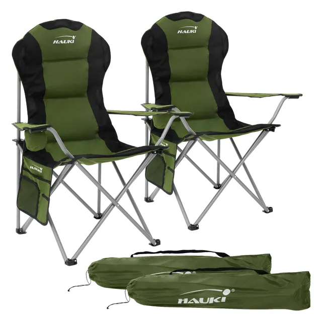 ECD Germany Sport Hauki chaise camping kaki pliable 150 kg lot de 2