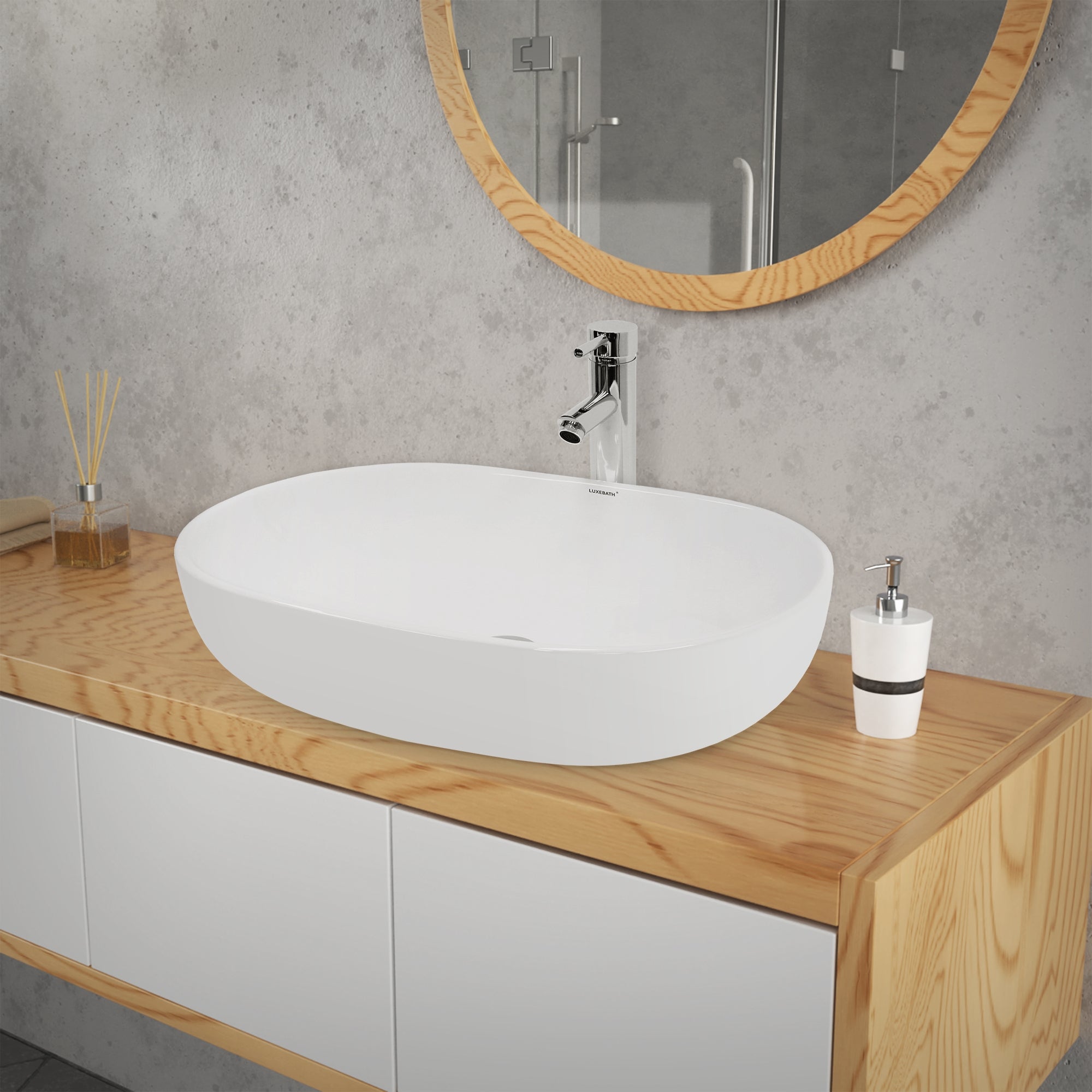 ECD Germany LuxeBath vasque à poser blanche 60 cm céramique