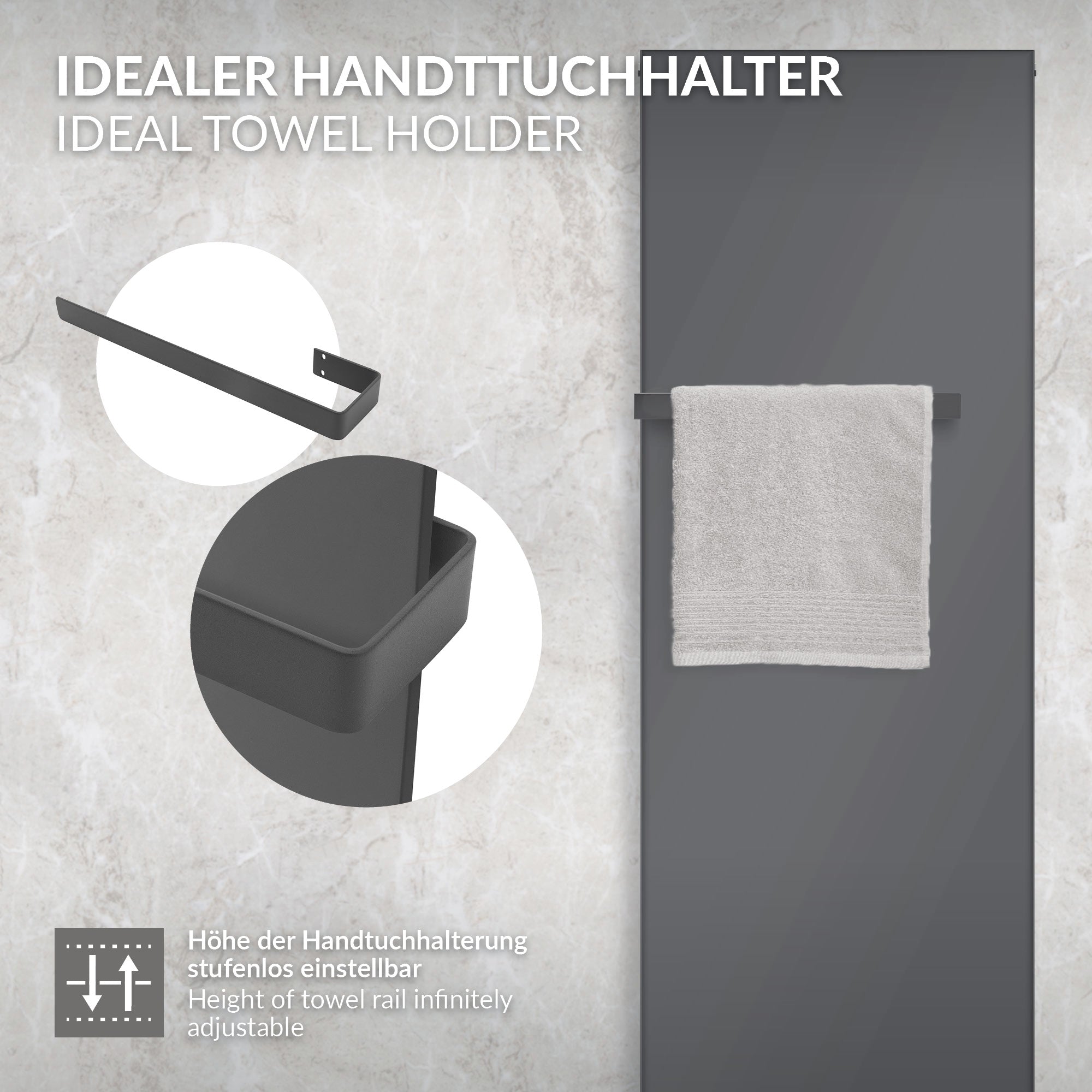 ECD Germany Sanitär porte-serviettes 50 cm anthracite acier