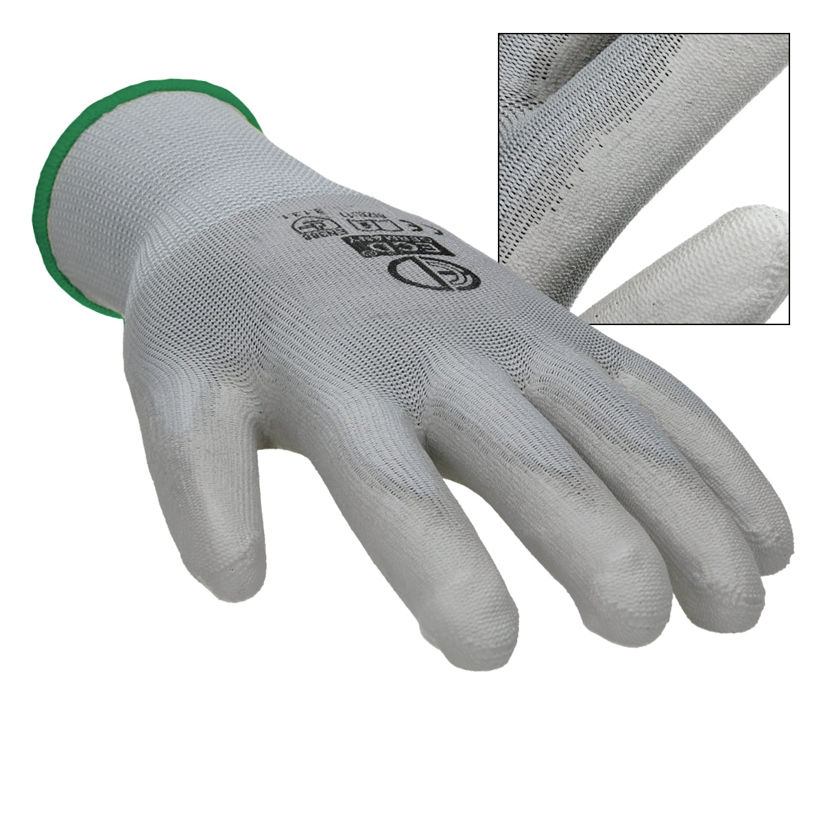 ECD Germany Werkstatt gants travail PU gris XXL 12 paires