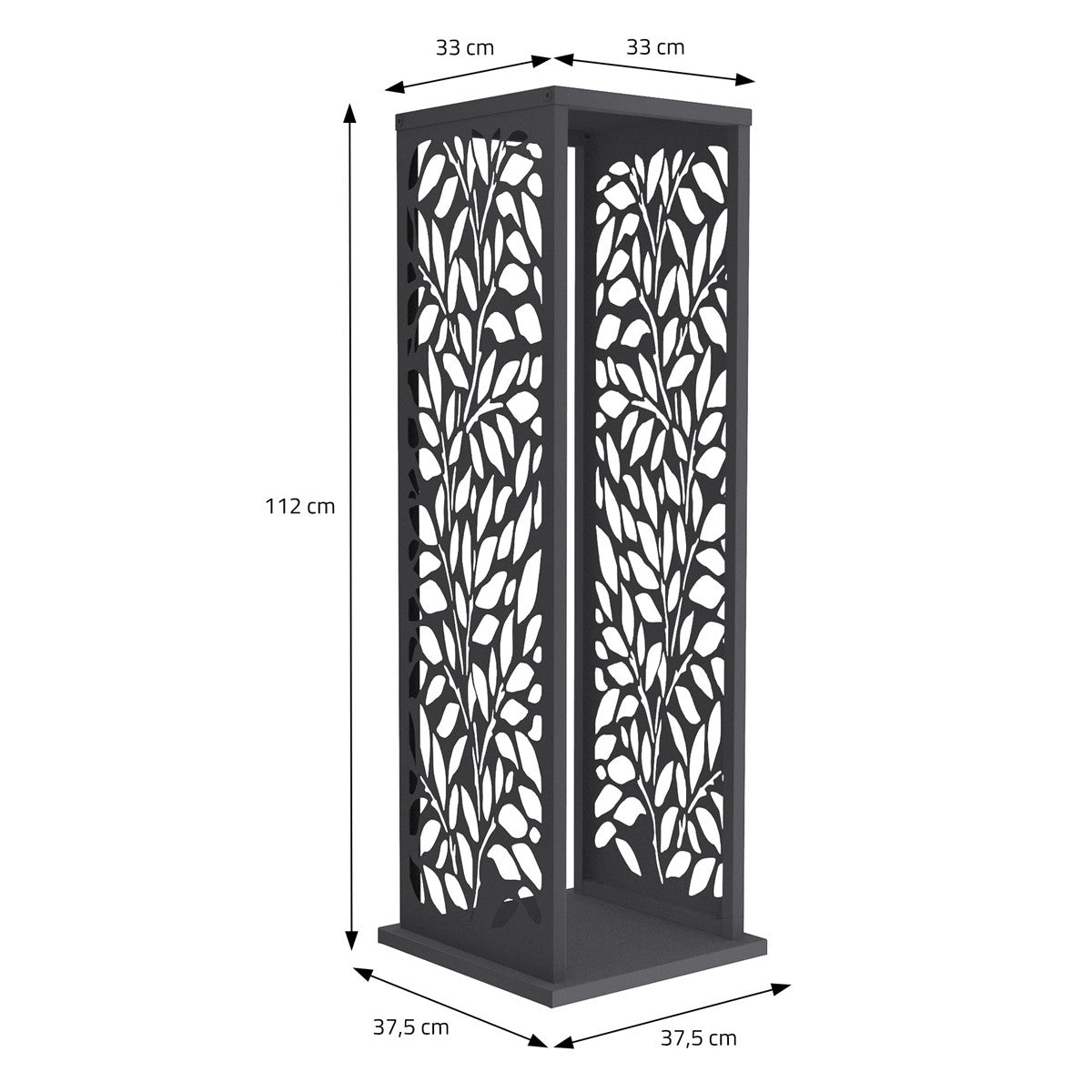 ECD Germany range-bûches colonne feuilles anthracite acier