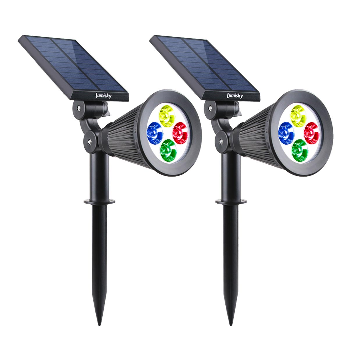 Red Deco Spiky C34 lot 2 spots solaires RGB dimmable H42 cm