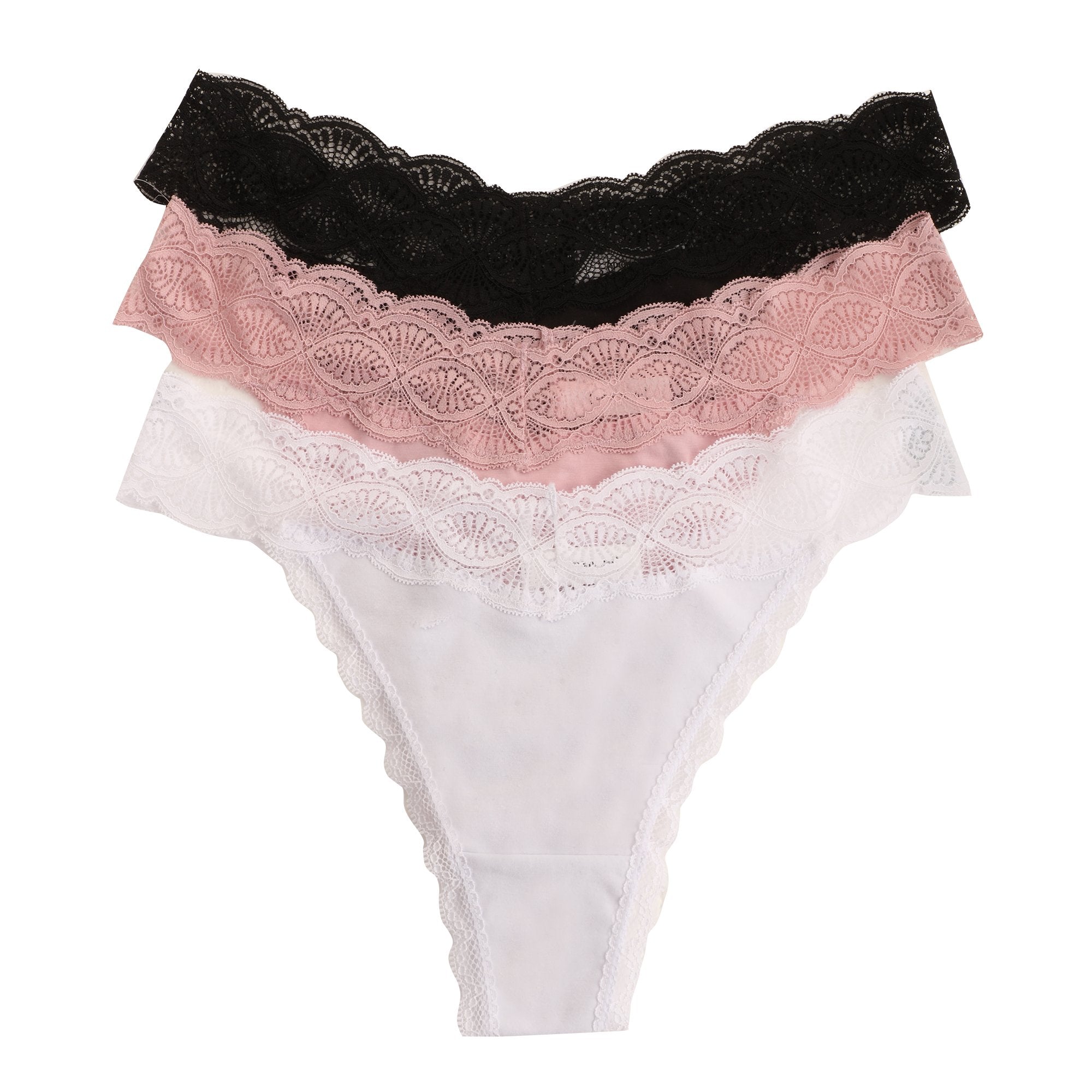 Stokomani lot 3 strings femme multicolore coton dentelle