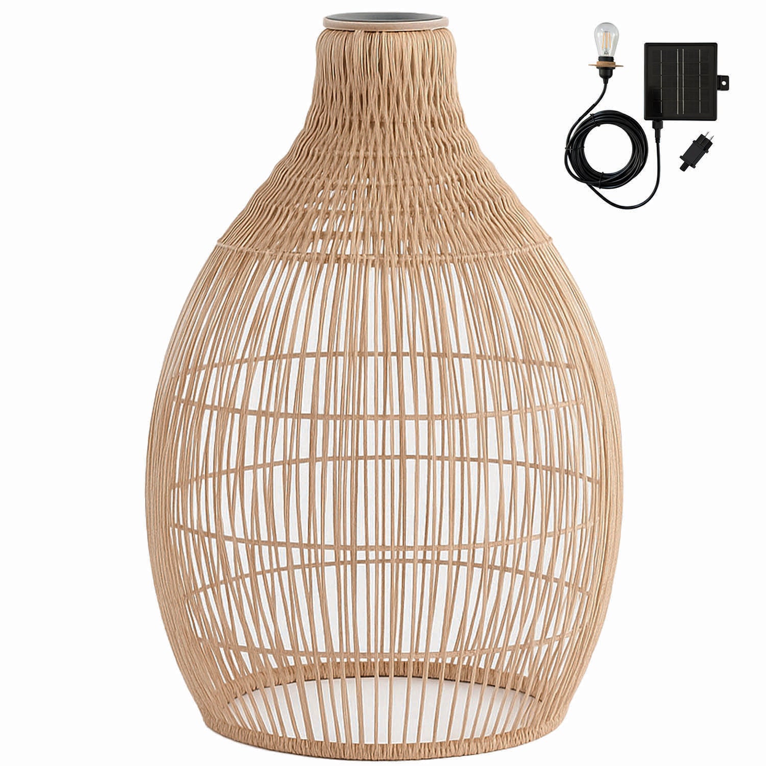 Red Deco Holiday H42cm suspension solaire rotin blanc chaud