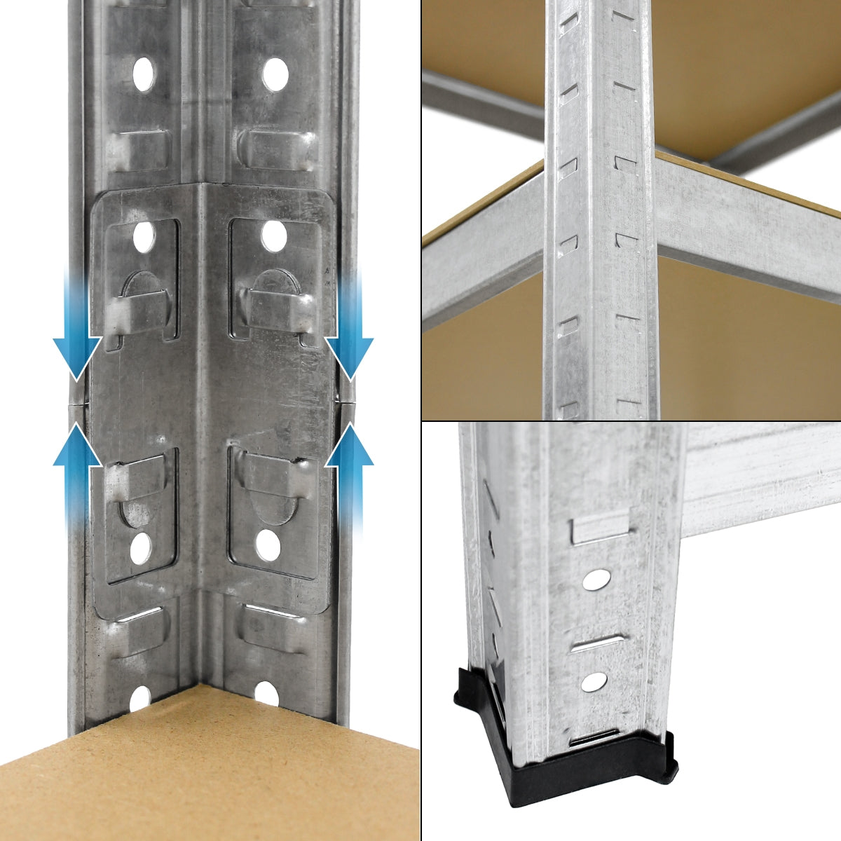 ECD Germany Atelier étagère angle 180x70x40 cm argent 750kg