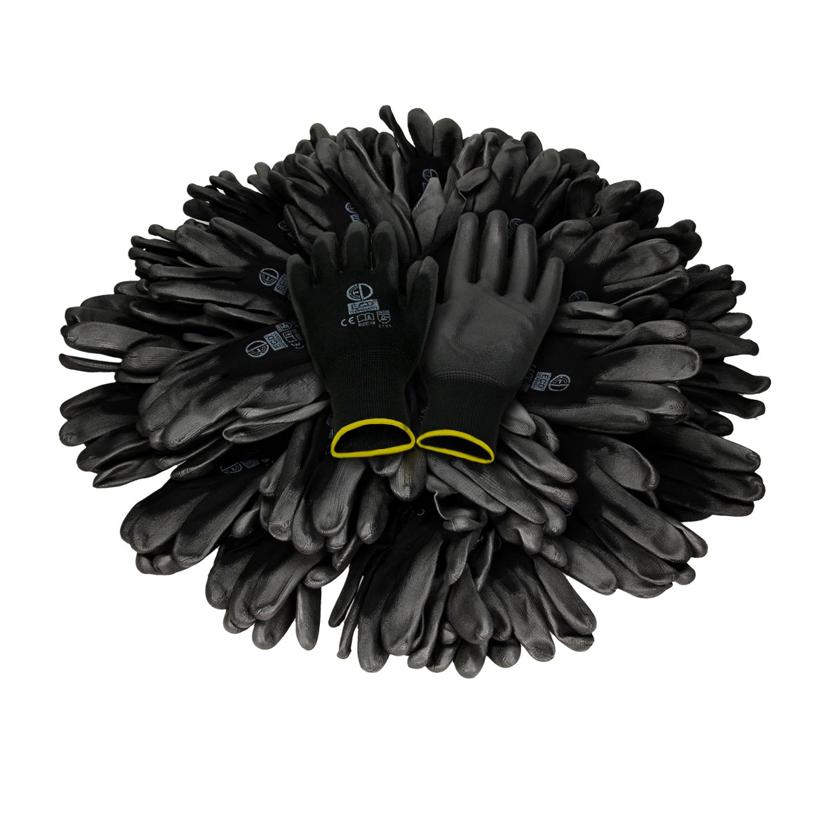 ECD Germany gants de travail PU noir taille M lot 240 paires
