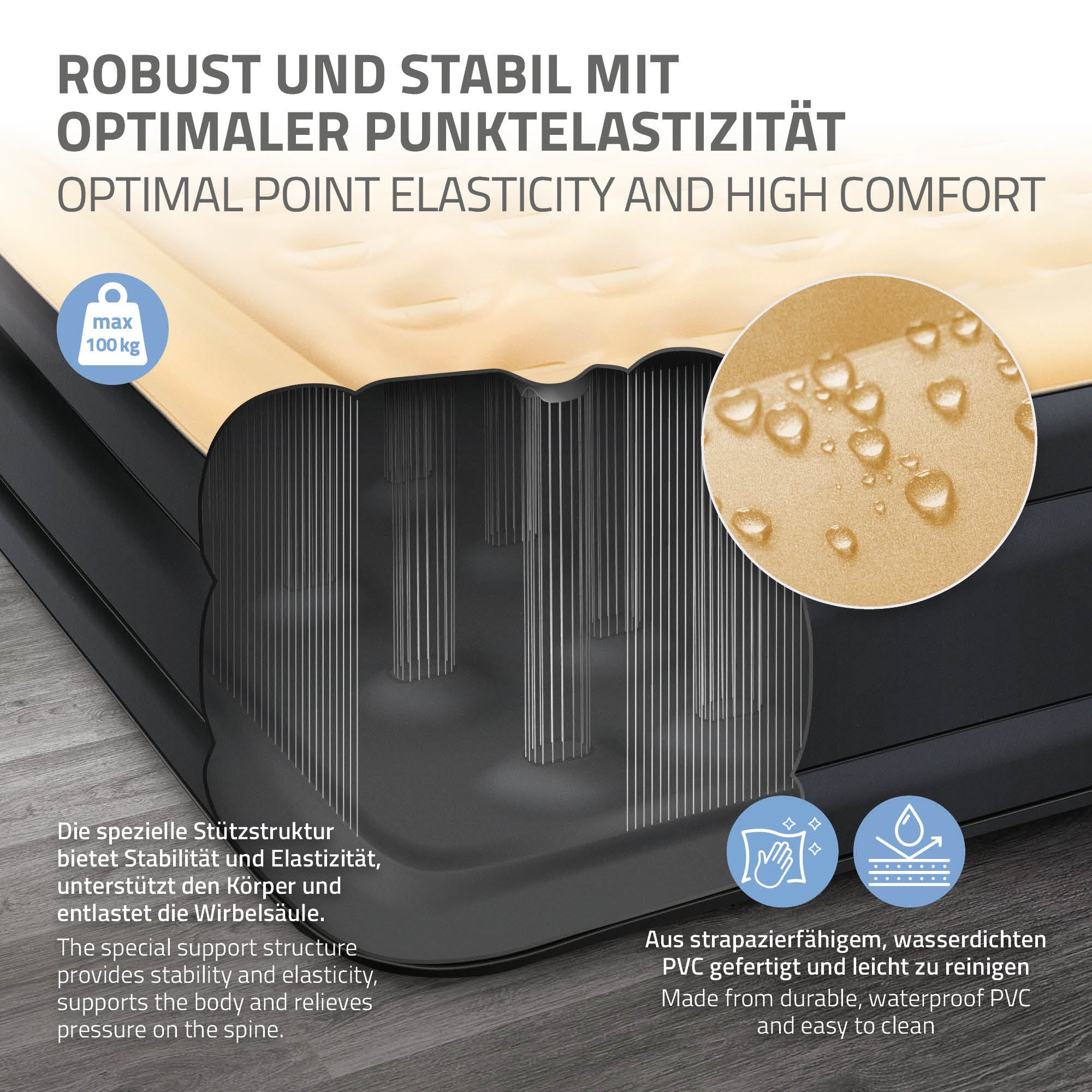 ECD Germany Sport Matelas gonflable 1 personne gris 196 cm pompe
