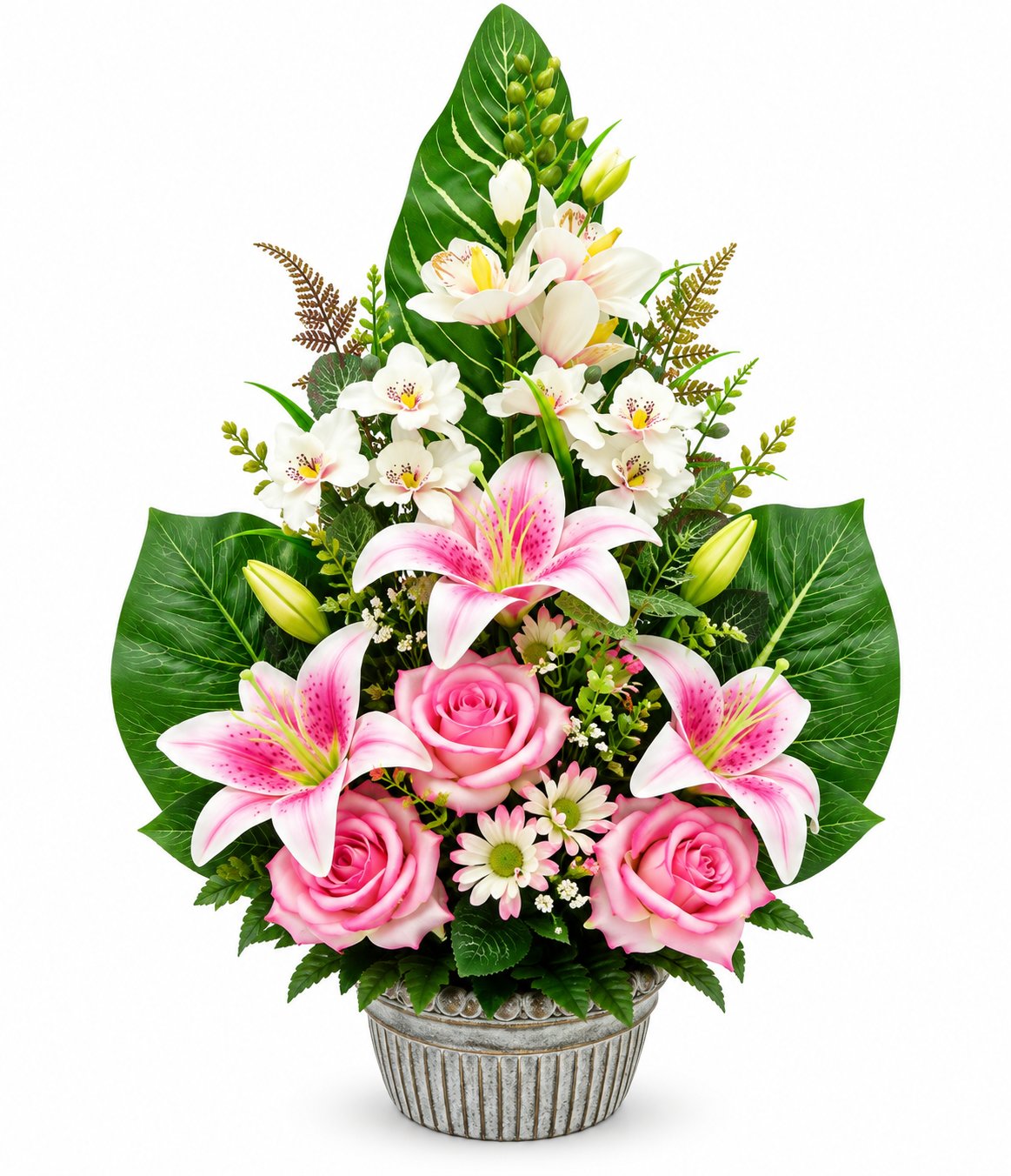 Stokomani Maison vasque ciment roses lys 38 cm