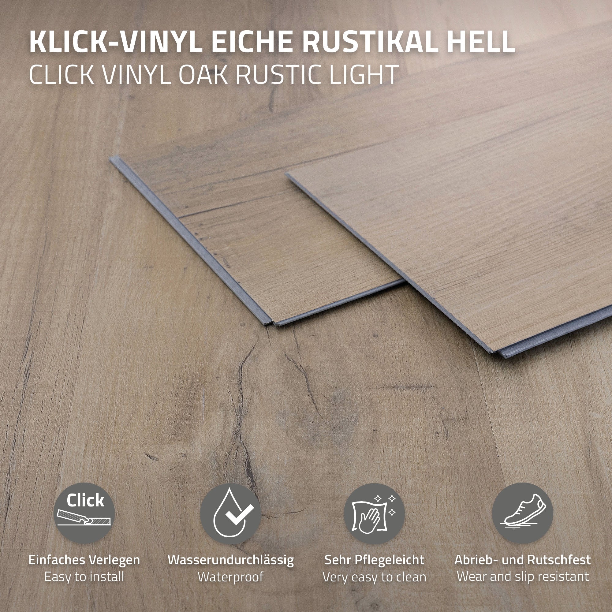 ML-Design Sol vinyle clic chêne rustique clair 7,7m² 35 lames