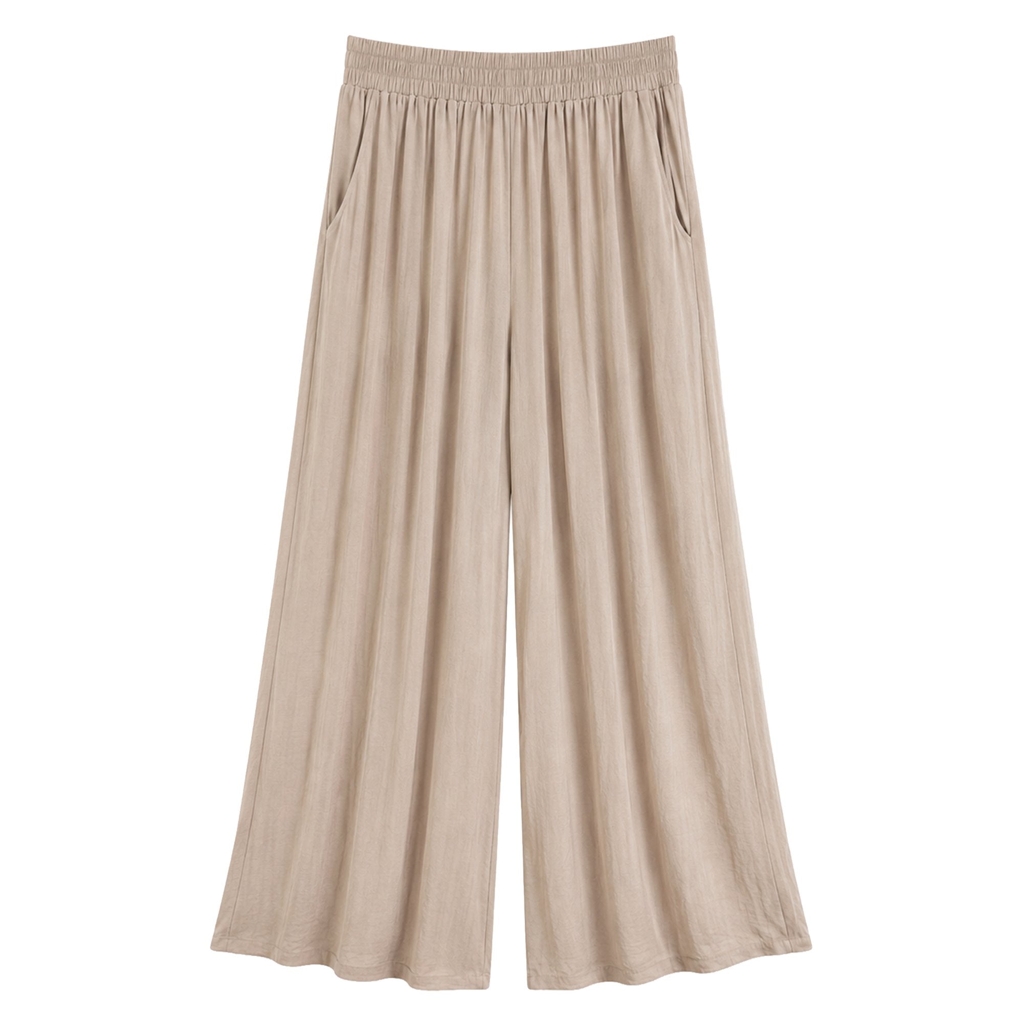 Pantalon large fluide beige femme taille M
