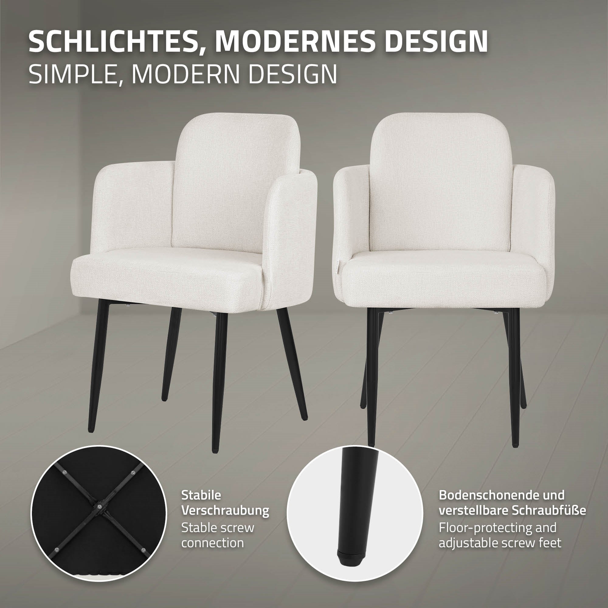 ML-Design chaise salle à manger tissu anthracite 59x86x59 cm